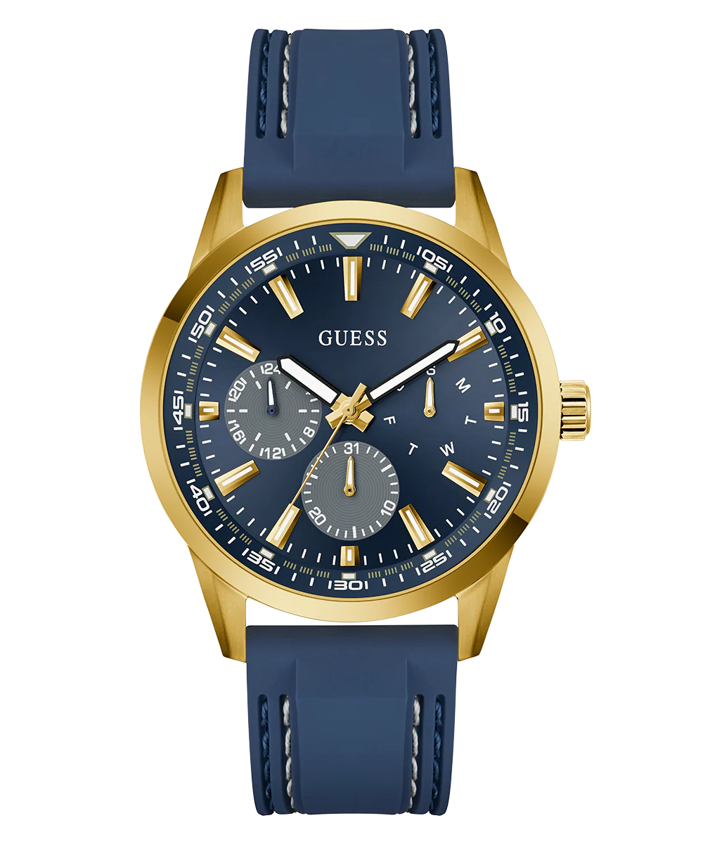 GUESS Mens Blue Gold Tone Multi-function Watch - Image 5