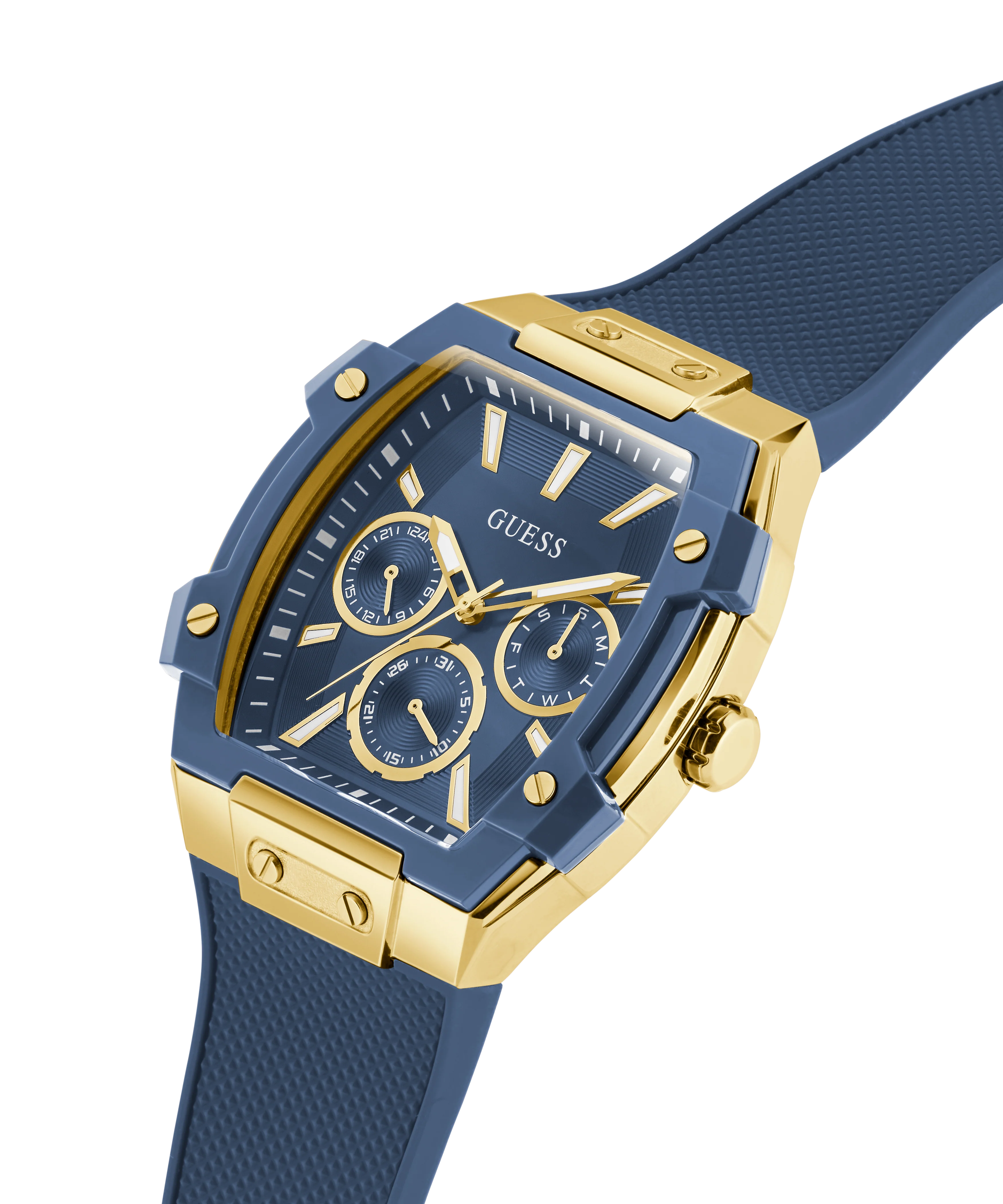 GUESS Mens Blue Gold Tone Multifunction Watch - Image 2
