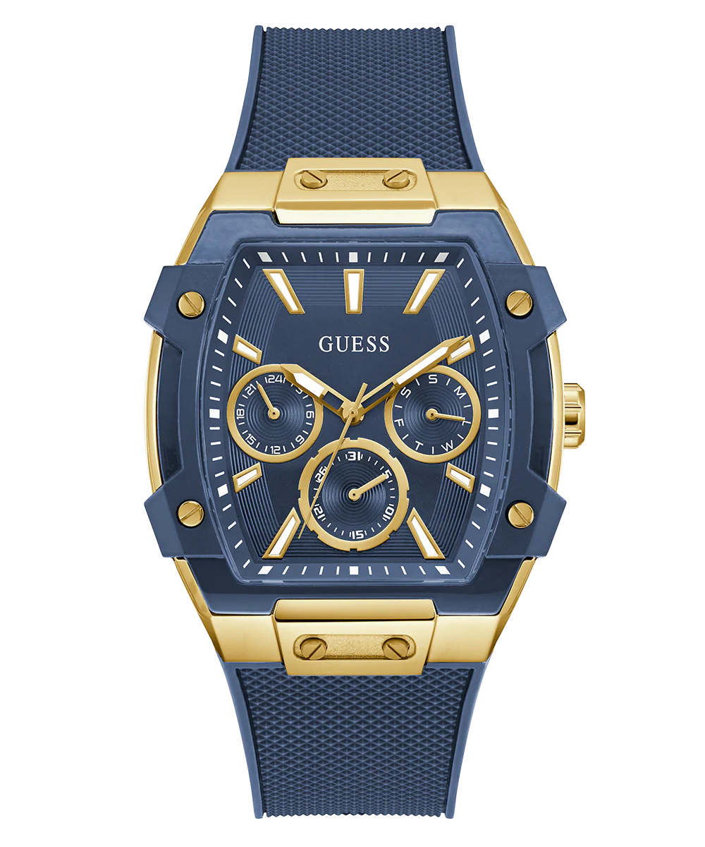 GUESS Mens Blue Gold Tone Multifunction Watch - Image 3