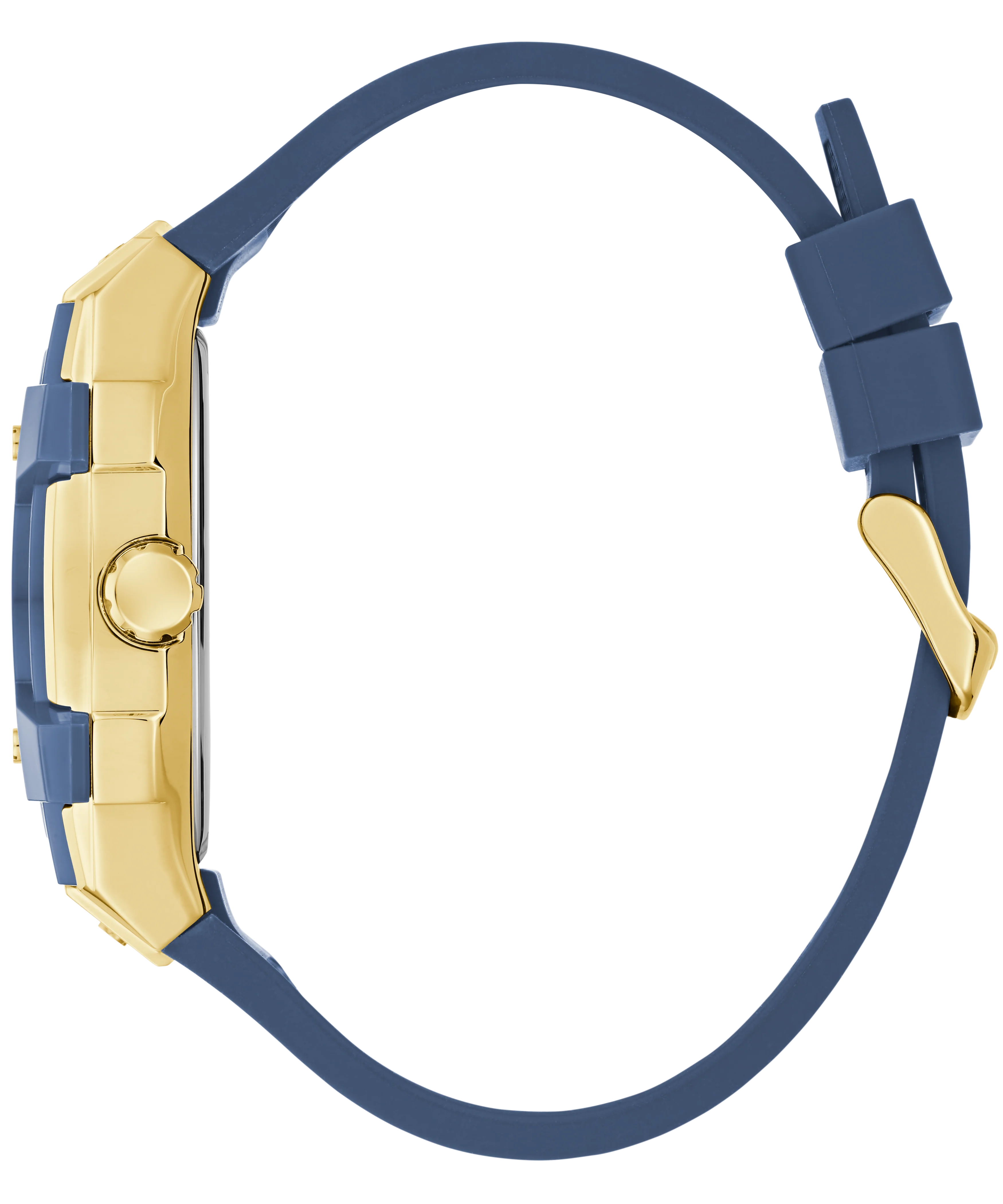 GUESS Mens Blue Gold Tone Multifunction Watch - Image 5