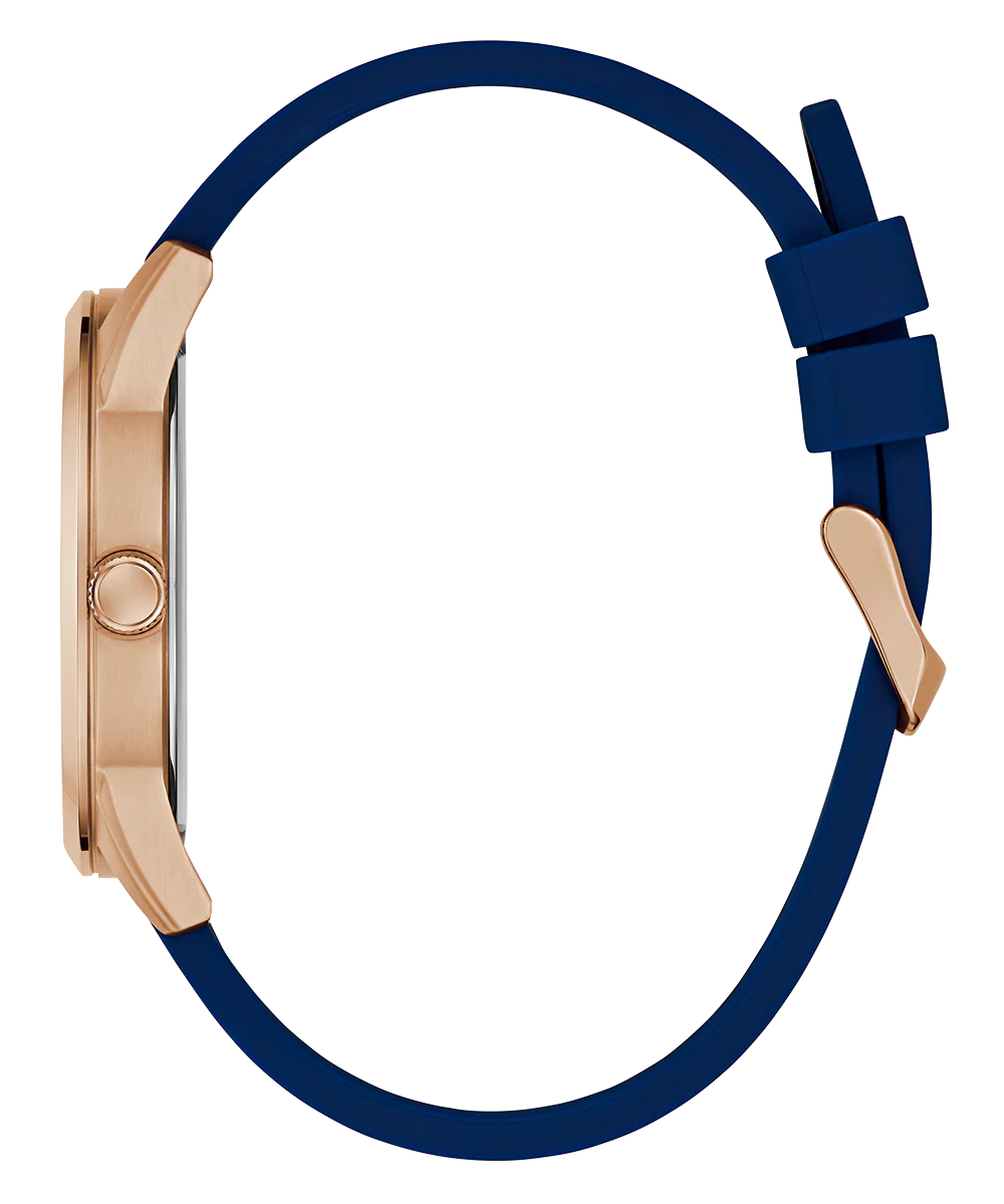 GUESS Mens Blue Rose Gold Tone Analog Watch - Image 7