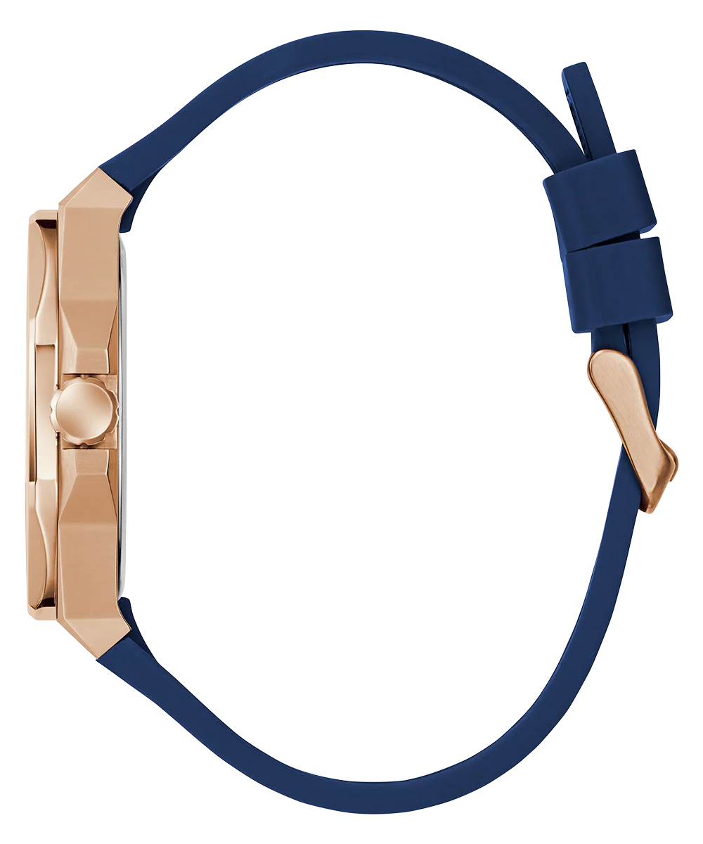 GUESS Mens Blue Rose Gold Tone Analog Watch - Image 9