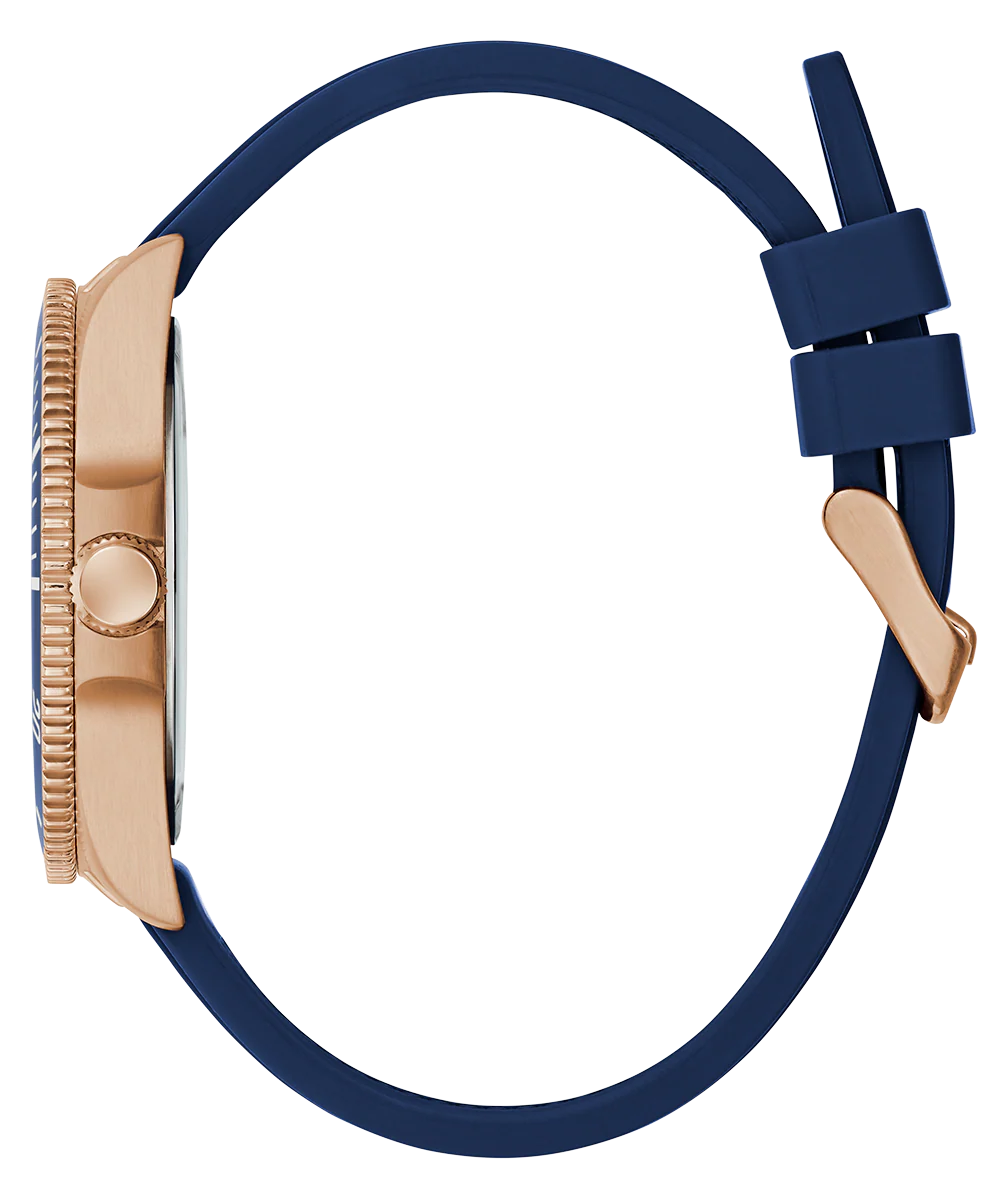 GUESS Mens Blue Rose Gold Tone Analog Watch - Image 8