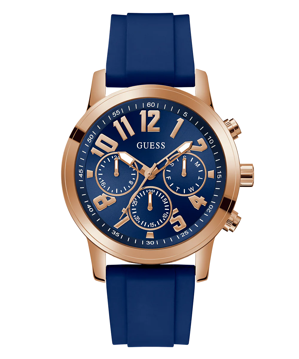 GUESS Mens Blue Rose Gold Tone Multi-function Watch - Image 3