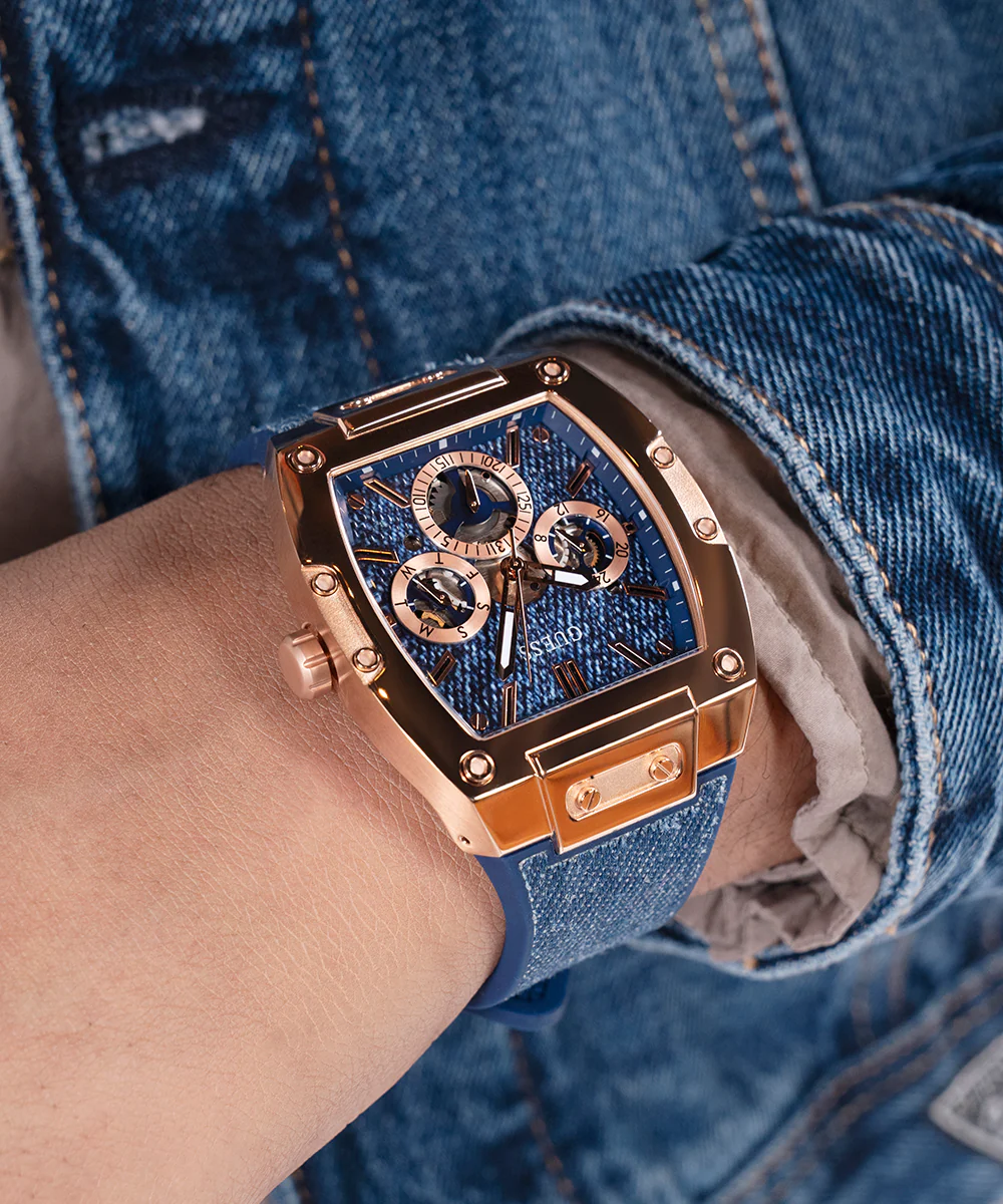 GUESS Mens Blue Rose Gold Tone Multi-function Watch - Image 3