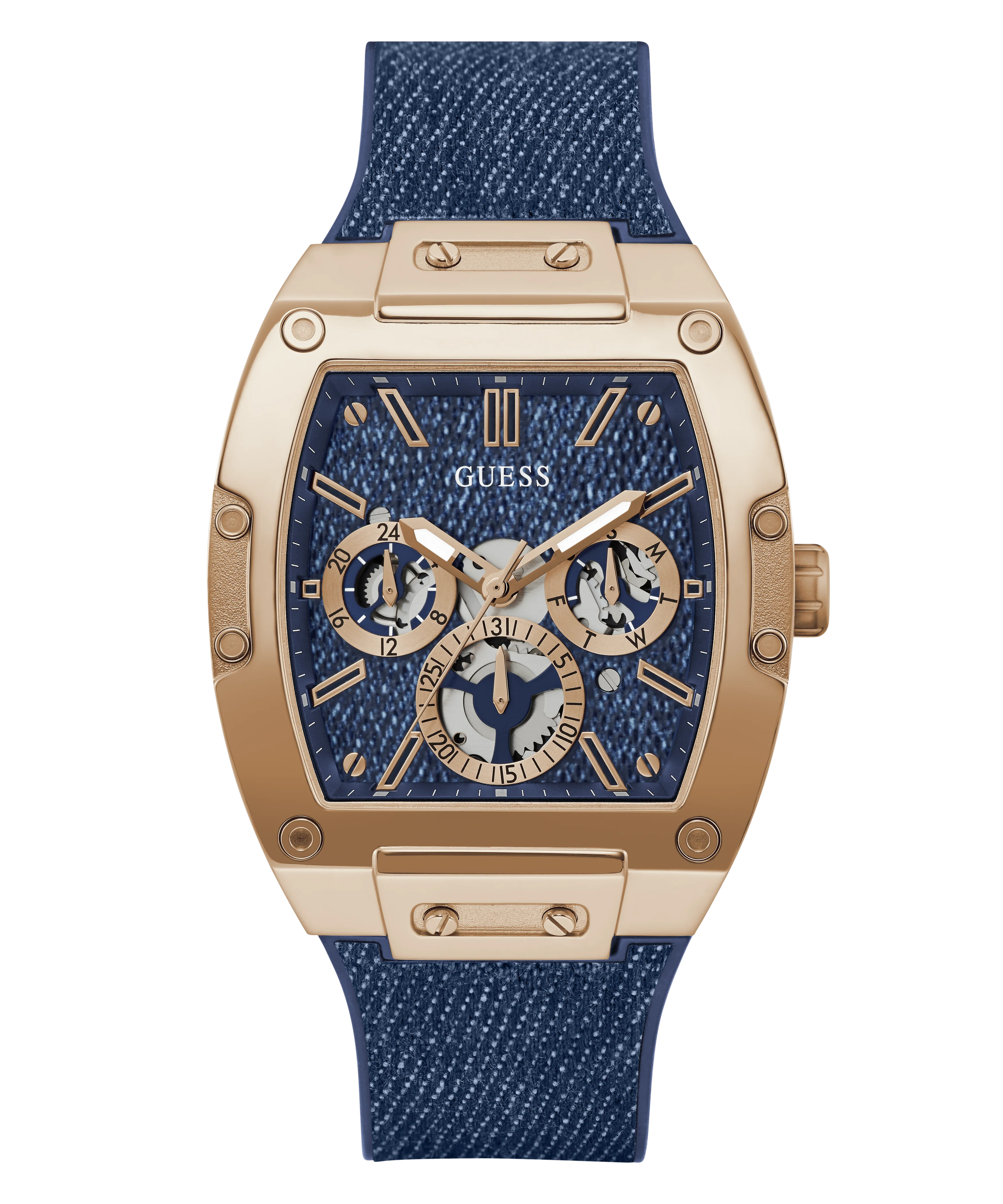 GUESS Mens Blue Rose Gold Tone Multi-function Watch - Image 5
