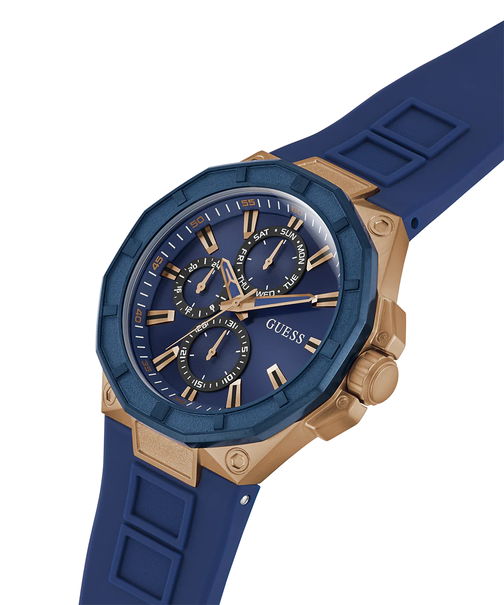GUESS Mens Blue Rose Gold Tone Multi-function Watch - Image 3