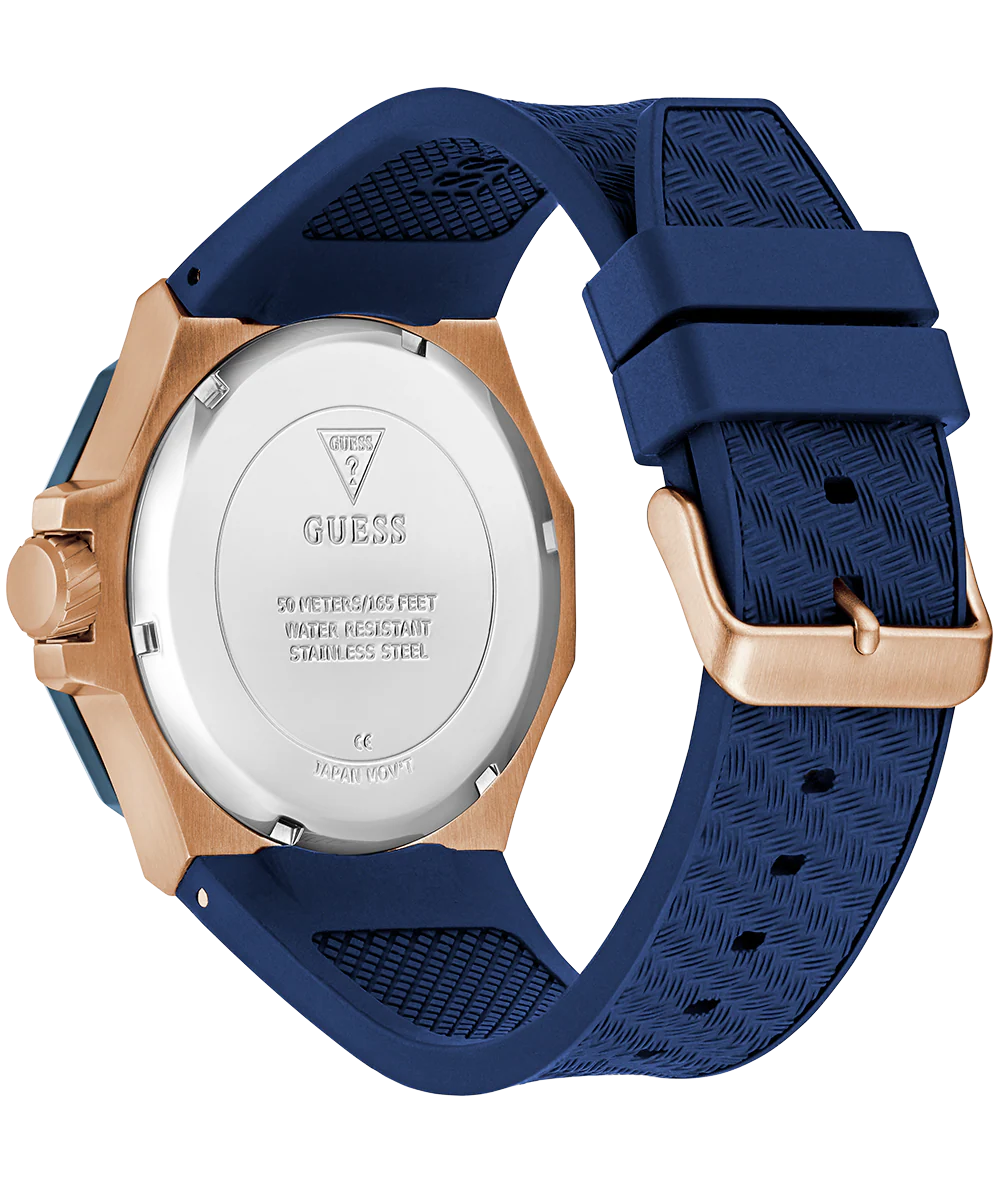 GUESS Mens Blue Rose Gold Tone Multi-function Watch - Image 6