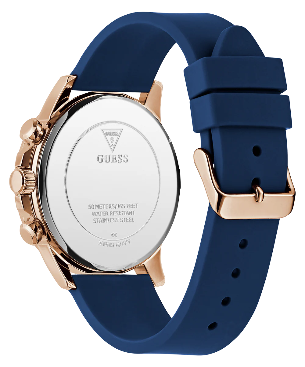 GUESS Mens Blue Rose Gold Tone Multi-function Watch - Image 7