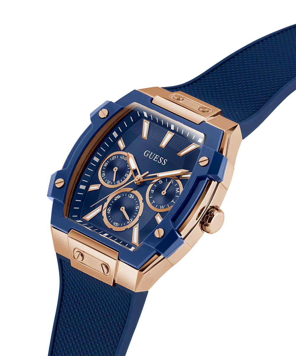GUESS Mens Blue Rose Gold Tone Multi-function Watch - Image 3