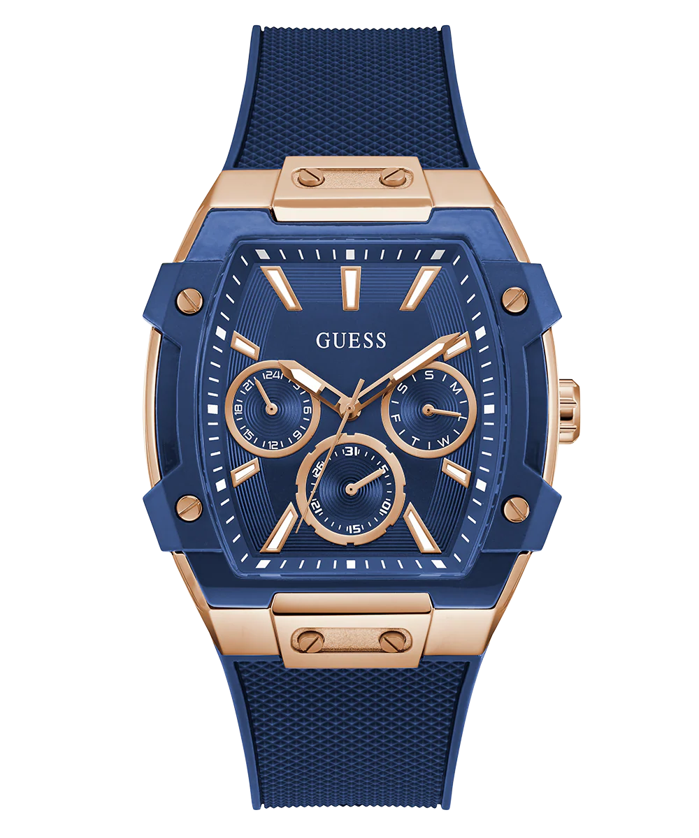 GUESS Mens Blue Rose Gold Tone Multi-function Watch - Image 5