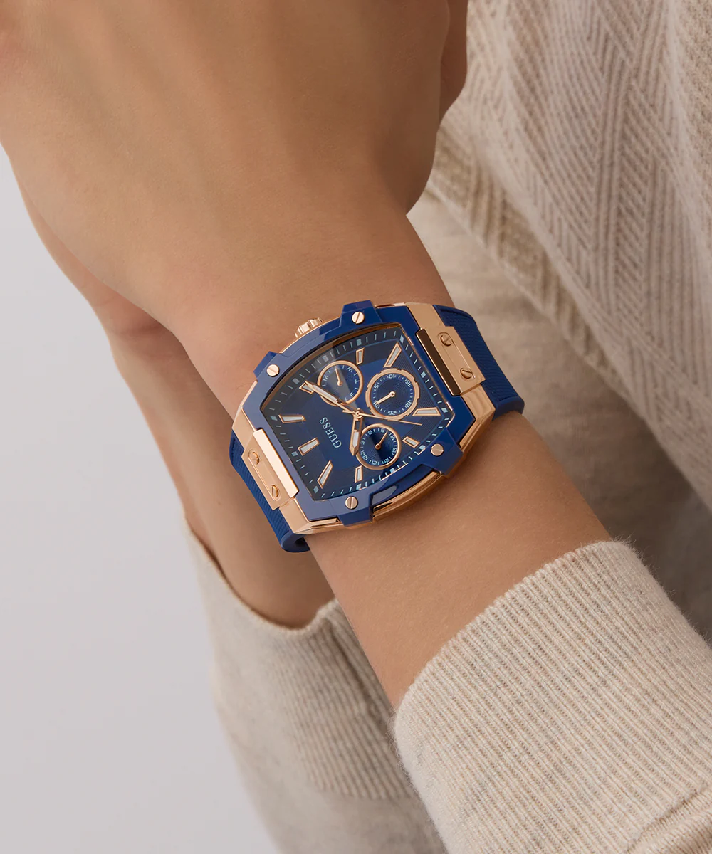 GUESS Mens Blue Rose Gold Tone Multi-function Watch - Image 6