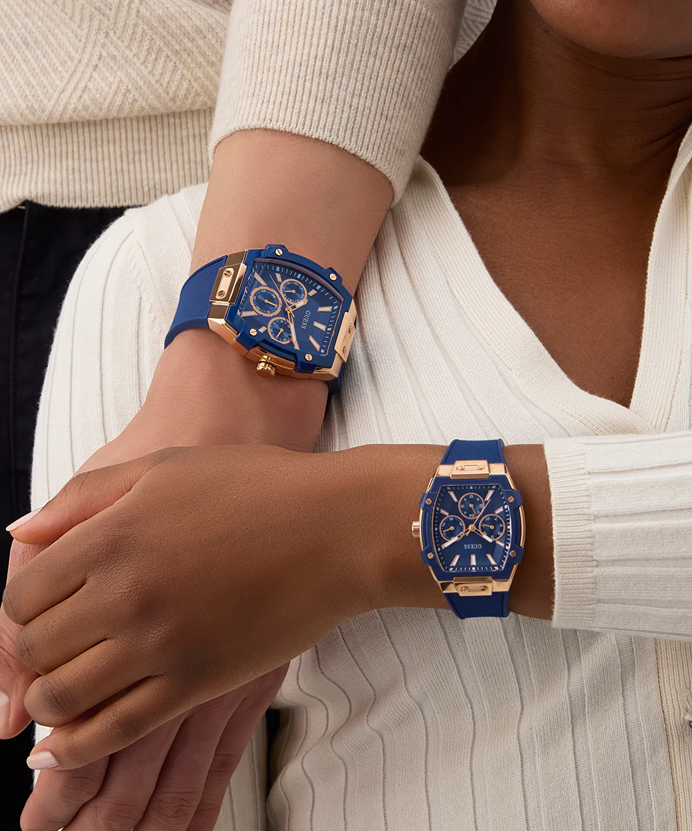 GUESS Mens Blue Rose Gold Tone Multi-function Watch - Image 7