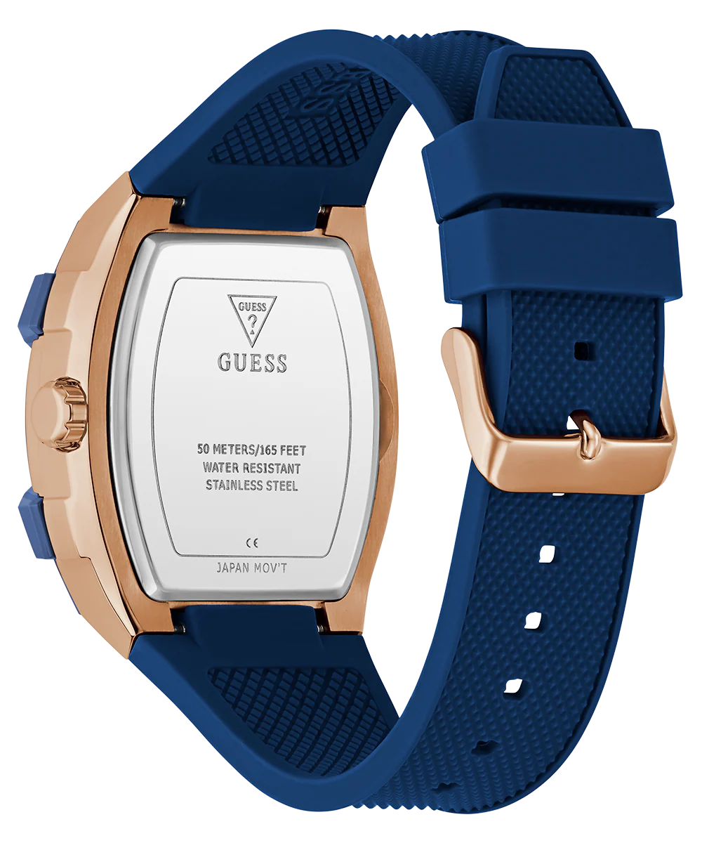 GUESS Mens Blue Rose Gold Tone Multi-function Watch - Image 8