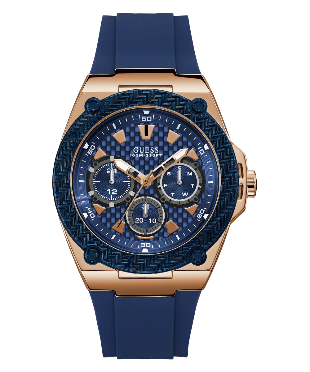 GUESS Mens Blue Rose Gold Tone Multi-function Watch - Image 3