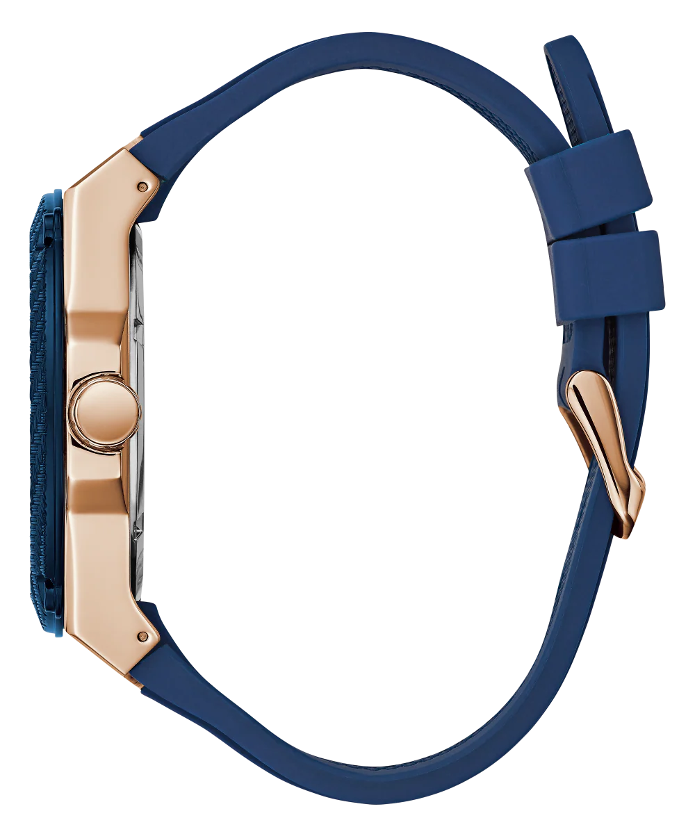 GUESS Mens Blue Rose Gold Tone Multi-function Watch - Image 4