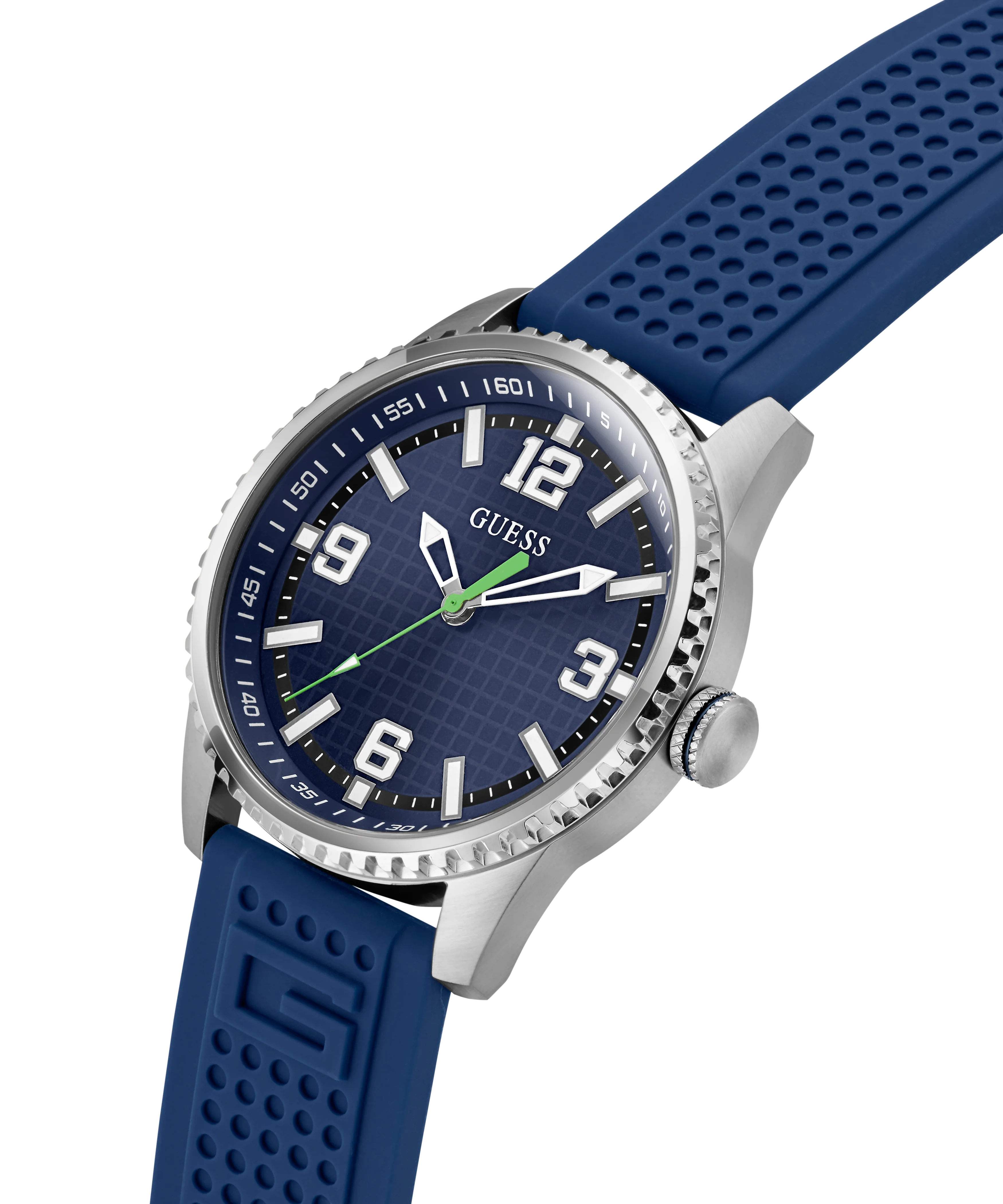 GUESS Mens Blue Silver Tone Analog Watch - Image 2