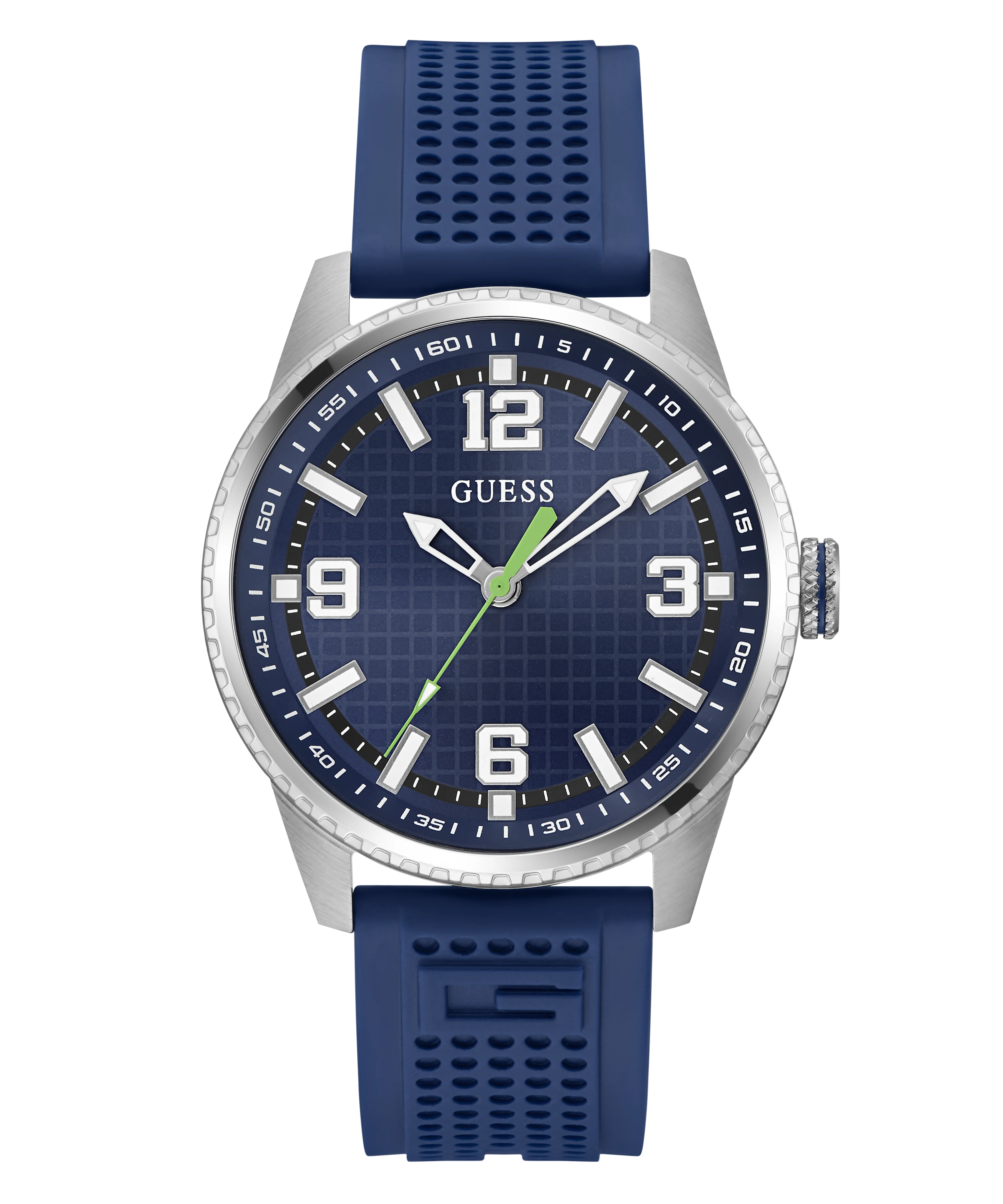 GUESS Mens Blue Silver Tone Analog Watch - Image 4