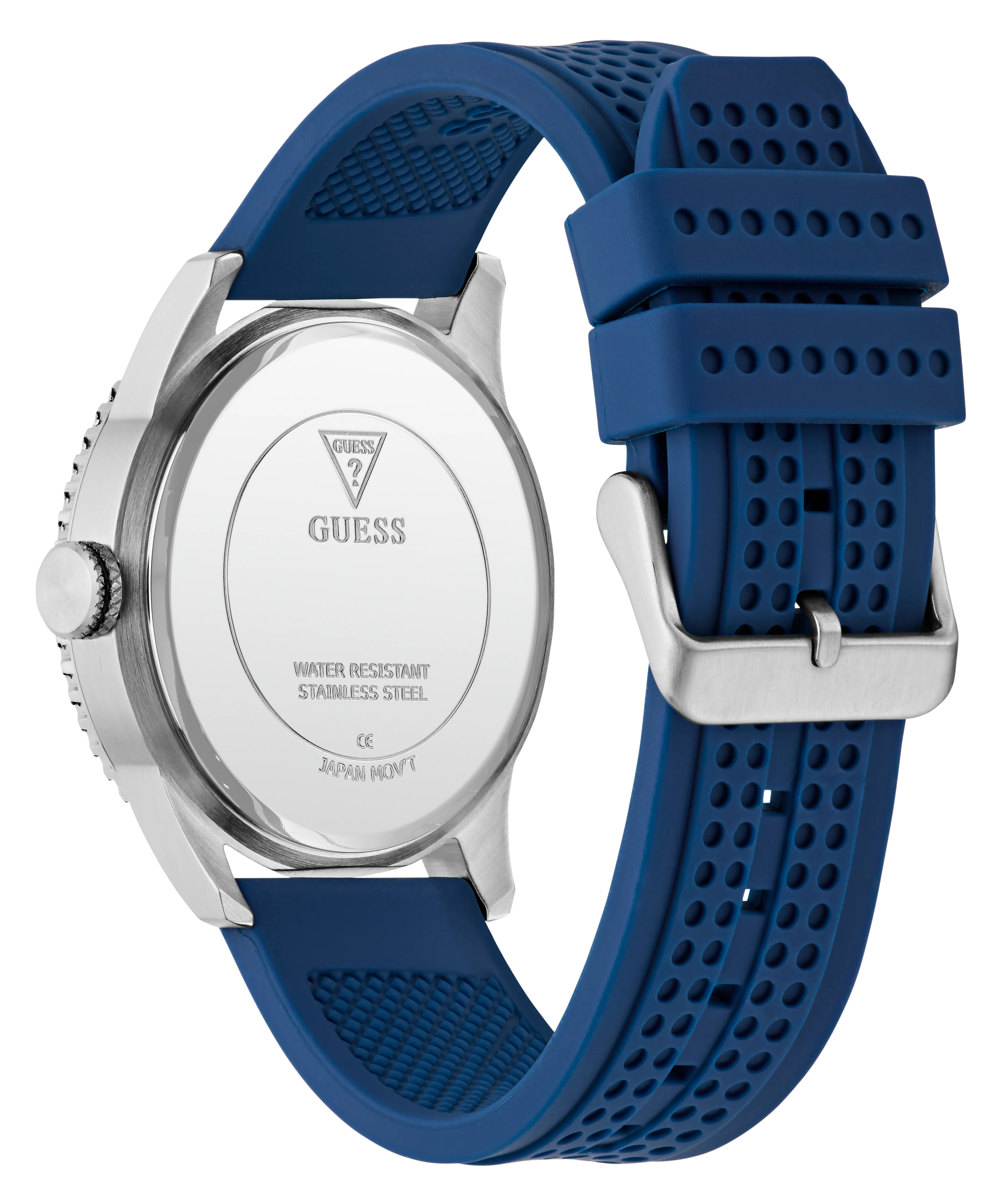 GUESS Mens Blue Silver Tone Analog Watch - Image 6