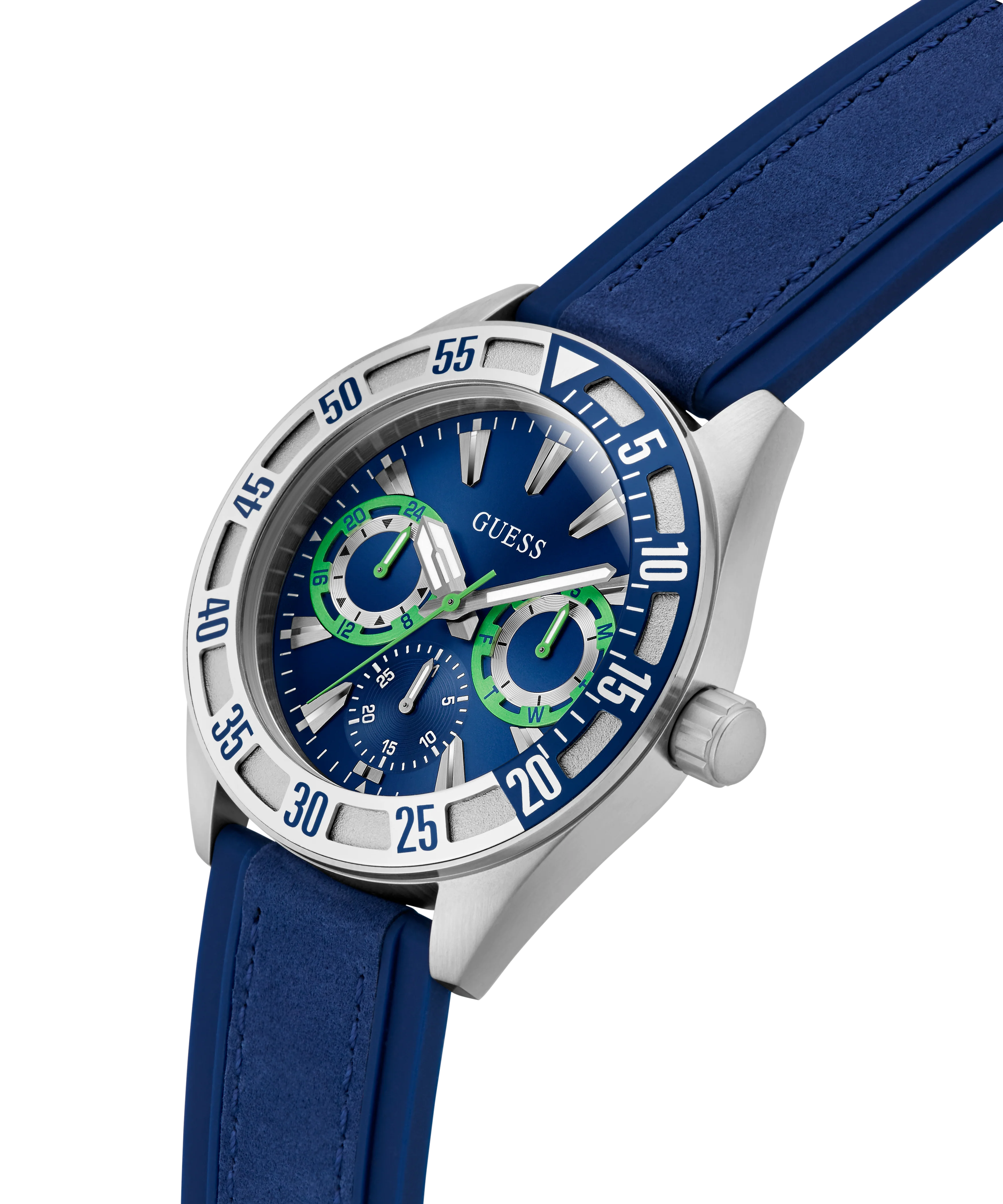 GUESS Mens Blue Silver Tone Multi-function Watch - Image 2