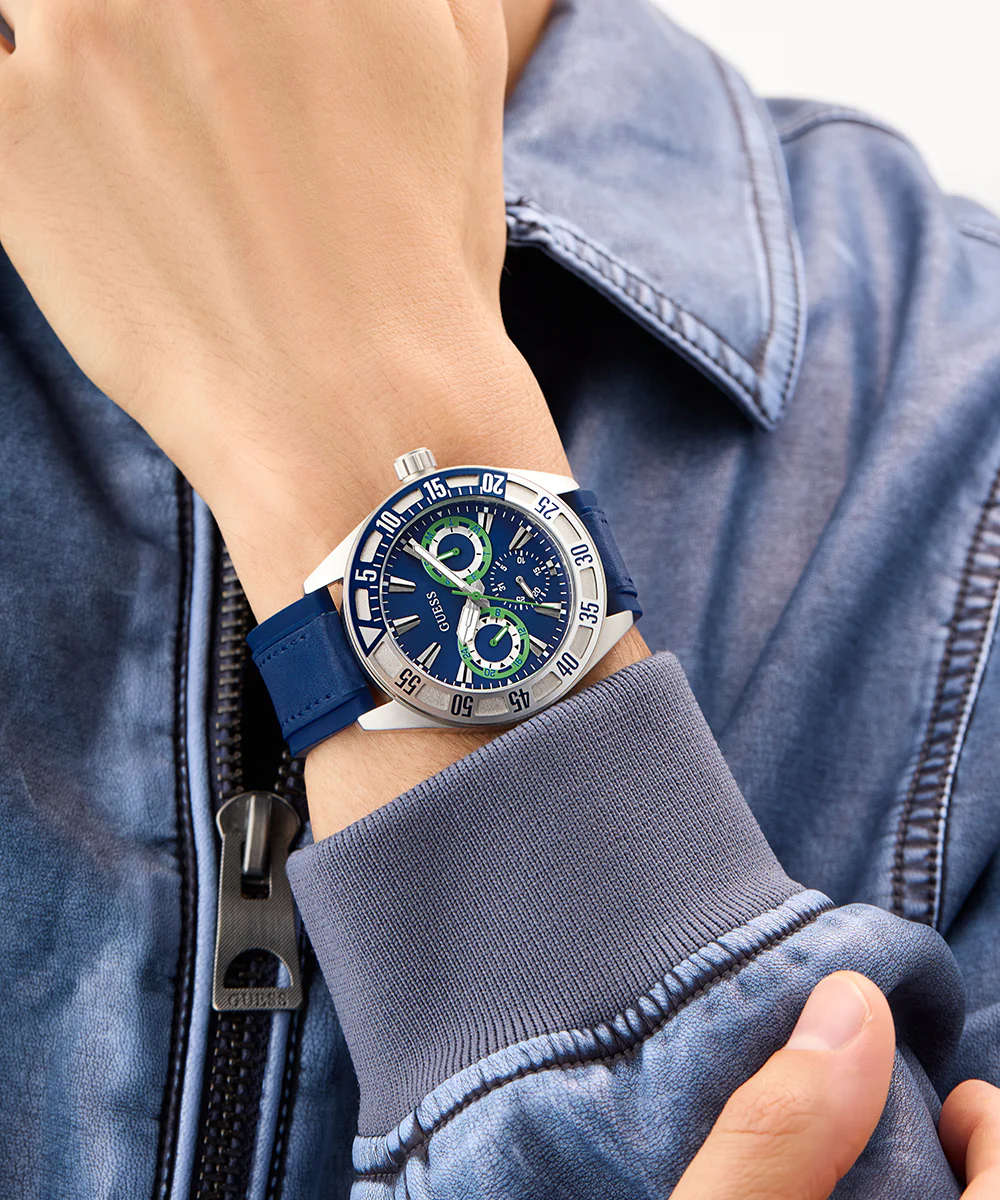 GUESS Mens Blue Silver Tone Multi-function Watch - Image 4