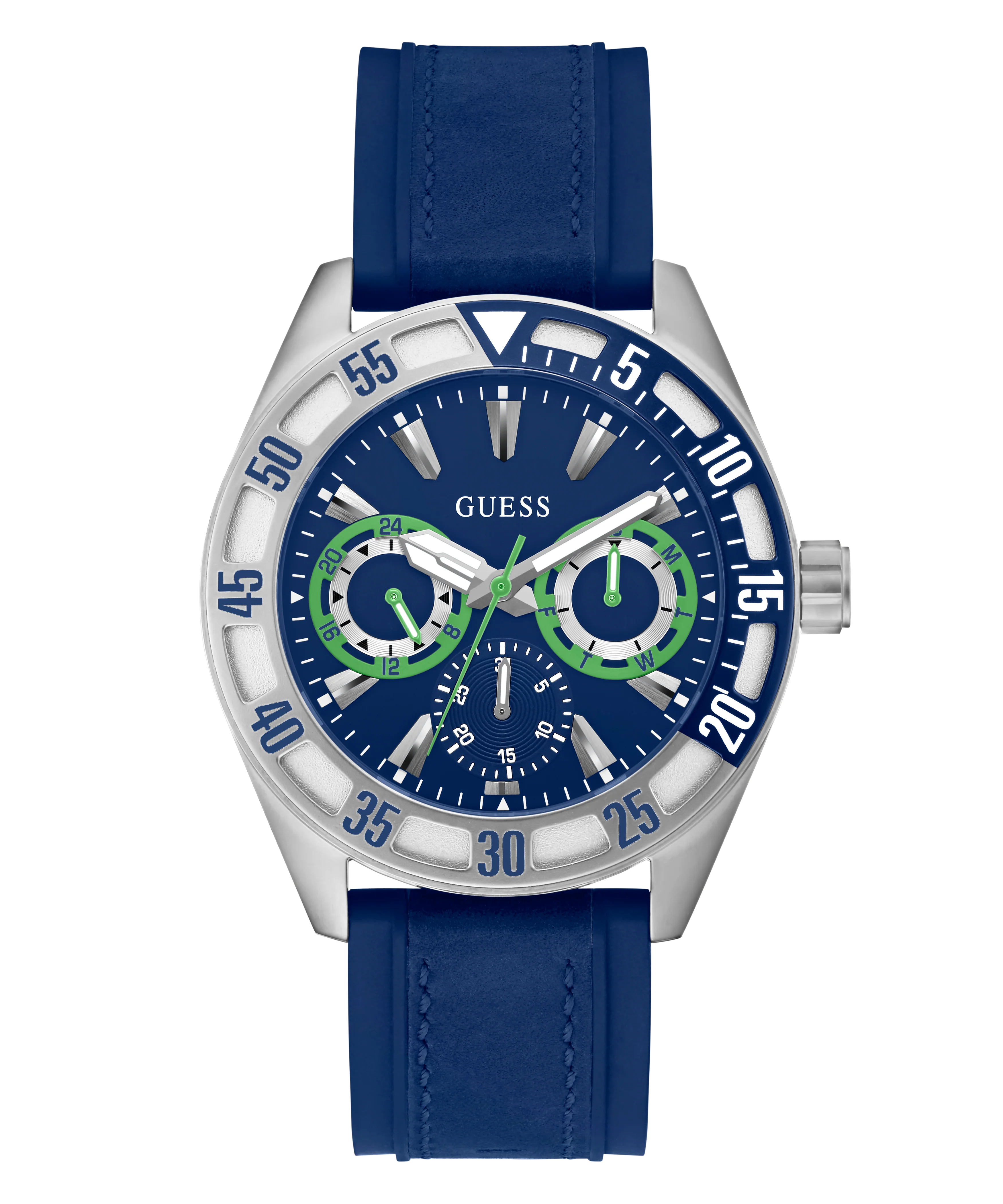 GUESS Mens Blue Silver Tone Multi-function Watch - Image 5