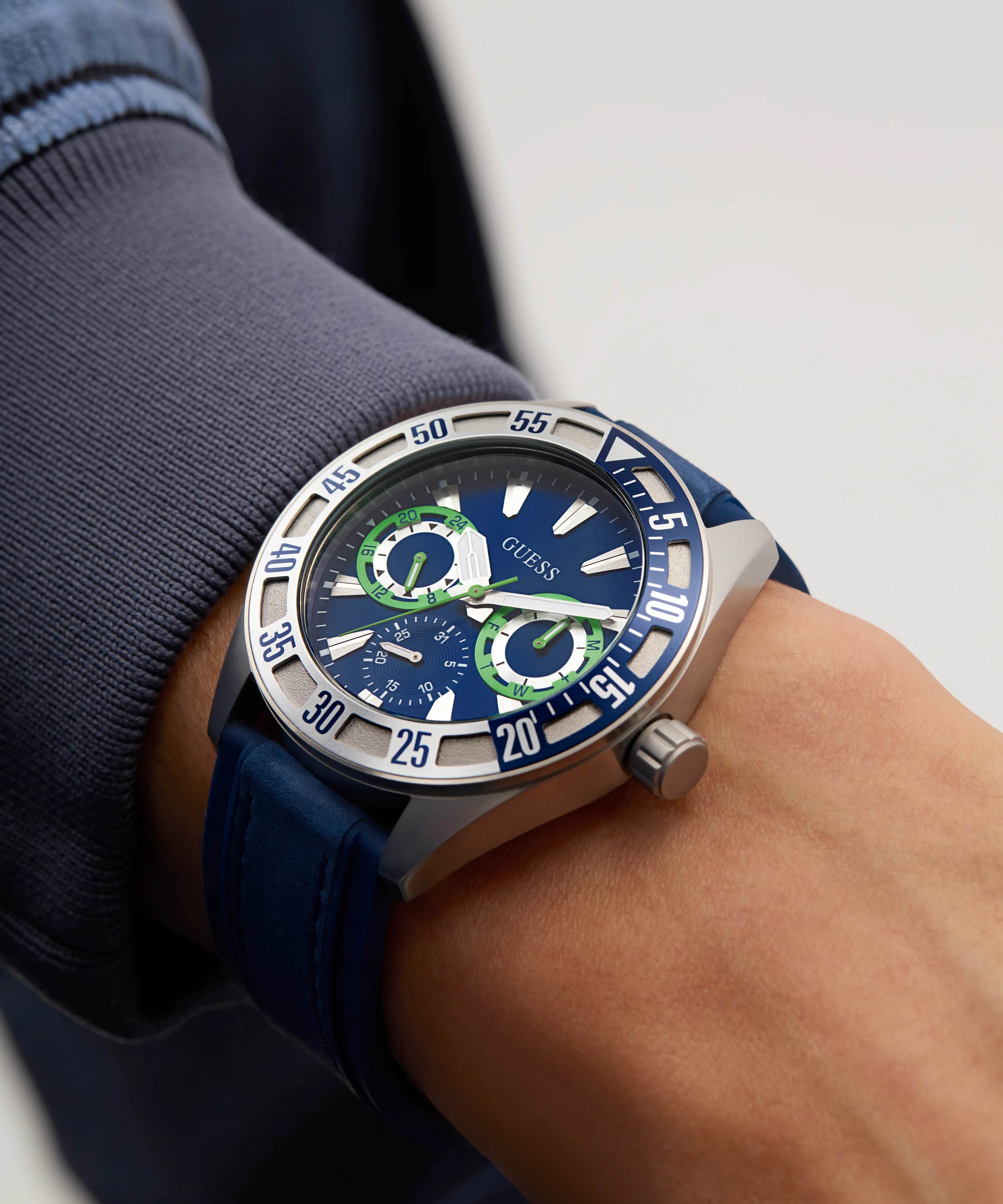 GUESS Mens Blue Silver Tone Multi-function Watch - Image 7