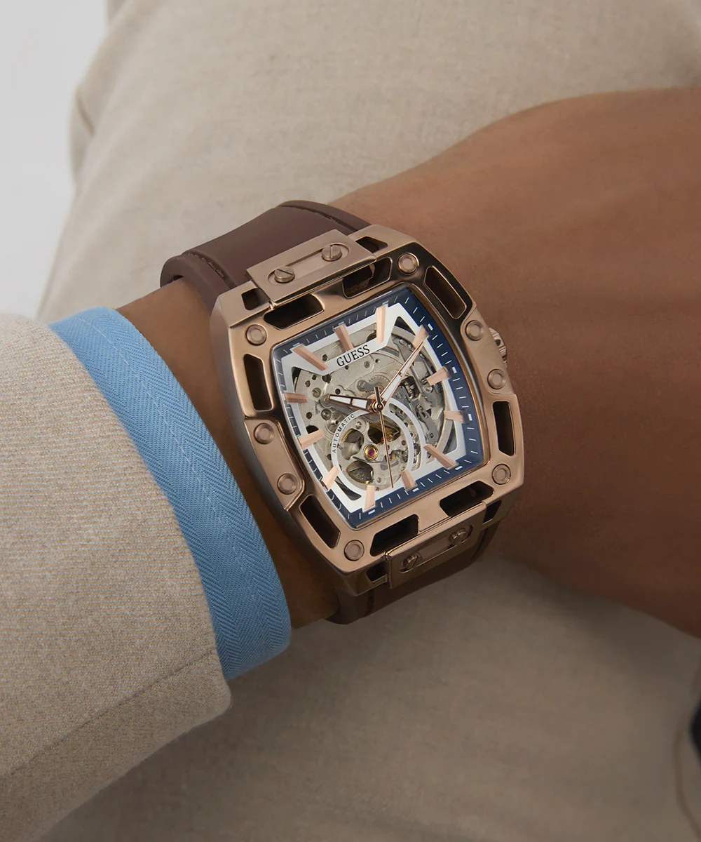 GUESS Mens Brown Coffee Automatic Watch - Image 6