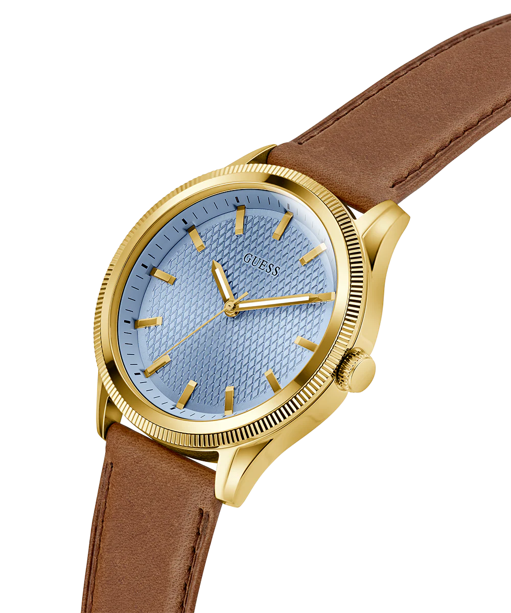 GUESS Mens Brown Gold Tone Analog Watch - Image 2