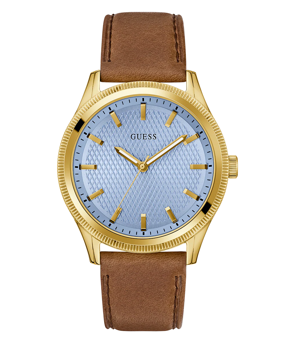 GUESS Mens Brown Gold Tone Analog Watch - Image 3