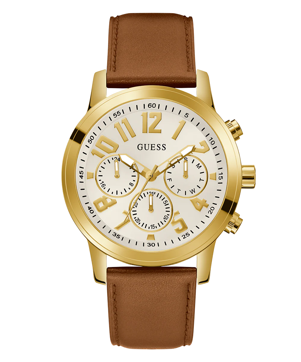 GUESS Mens Brown Gold Tone Multi-function Watch - Image 6