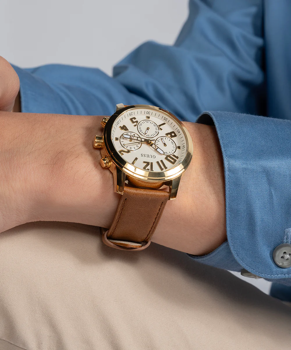 GUESS Mens Brown Gold Tone Multi-function Watch - Image 7
