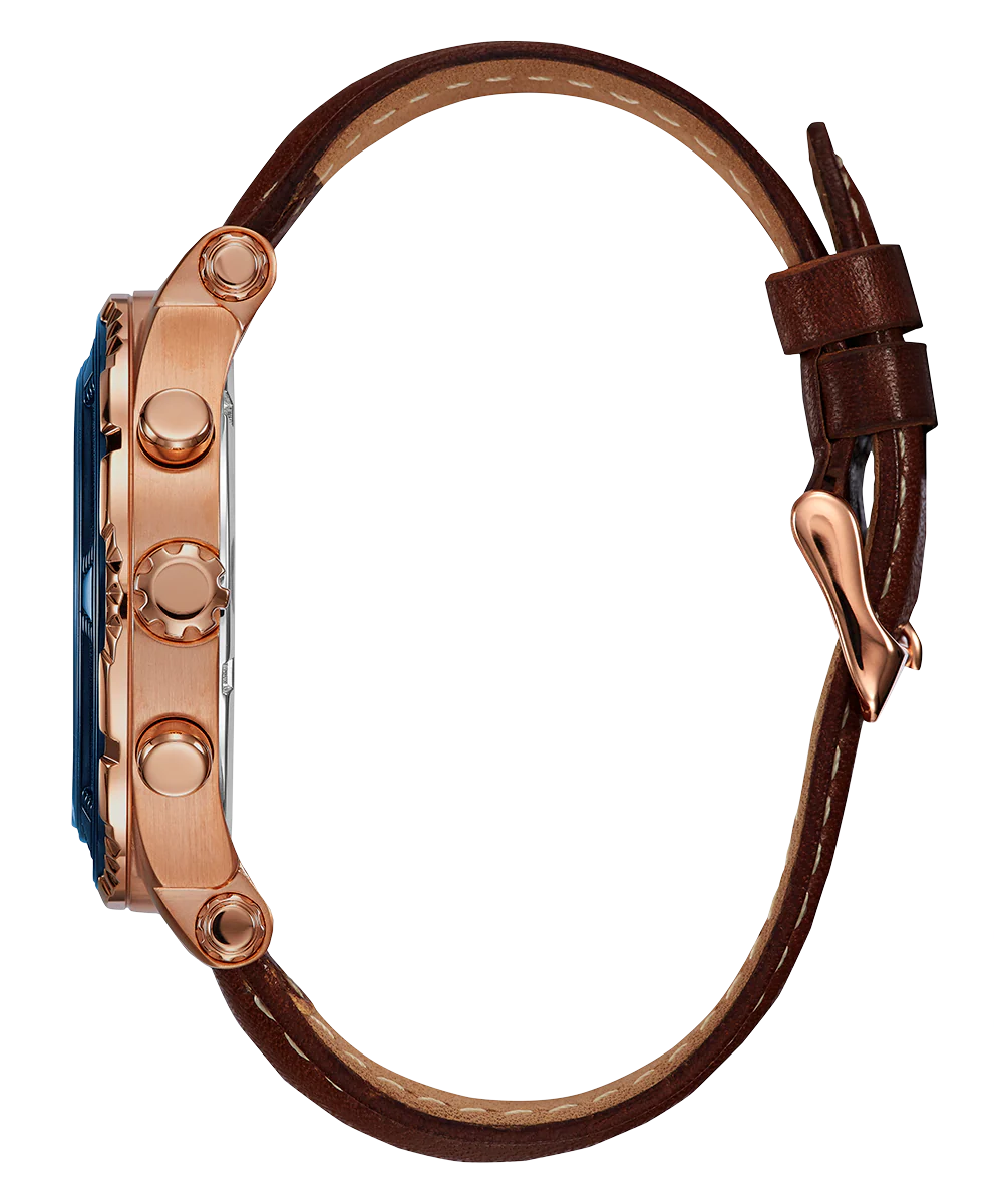 GUESS Mens Brown Rose Gold Tone Chronograph Watch - Image 3