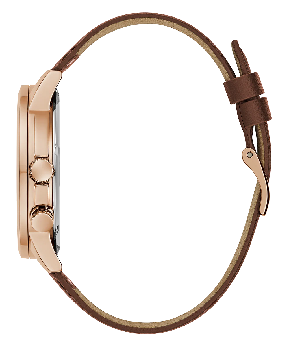 GUESS Mens Brown Rose Gold Tone Multi-function Watch - Image 5
