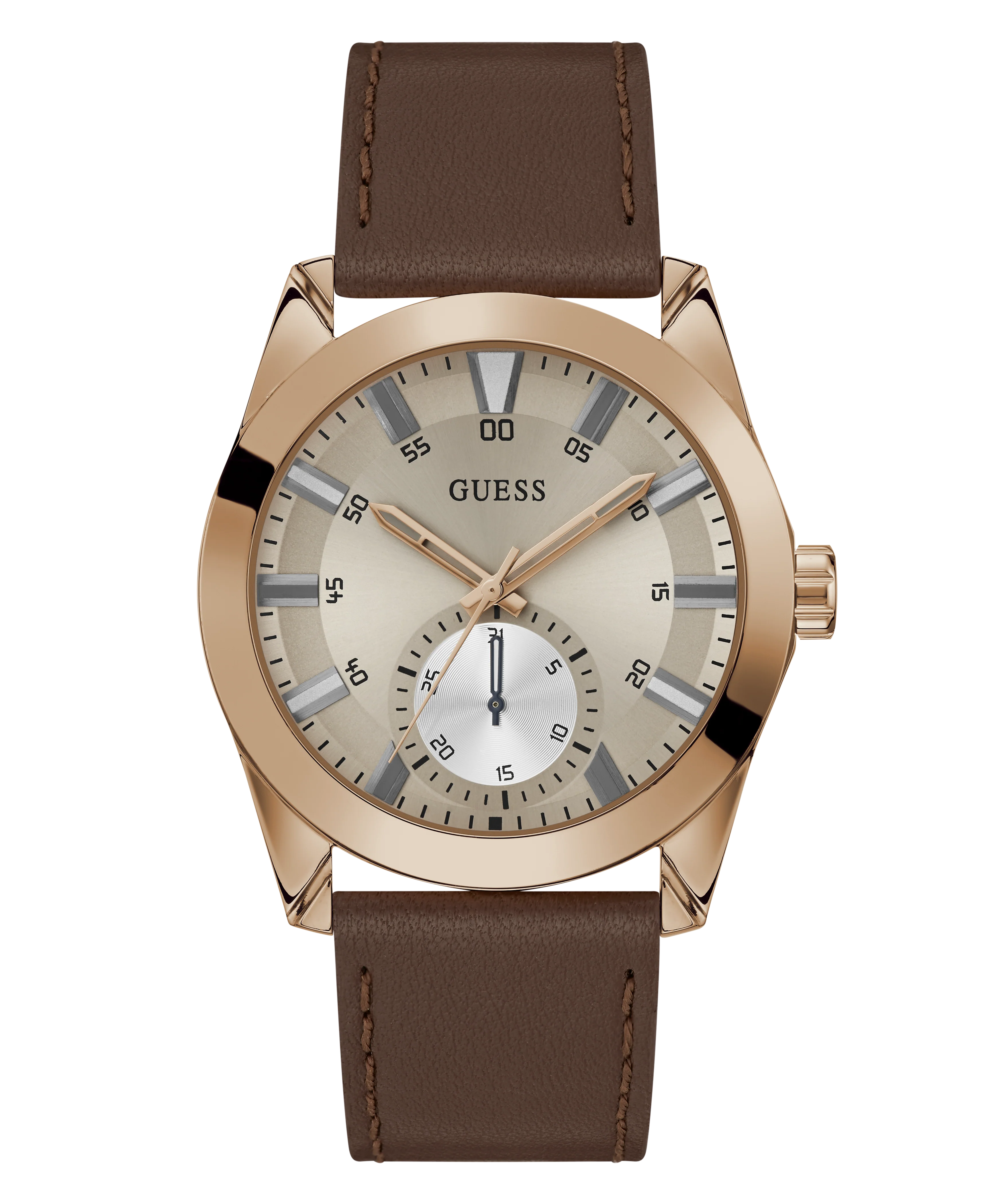 GUESS Mens Brown Rose Gold Tone Multi-function Watch - Image 4