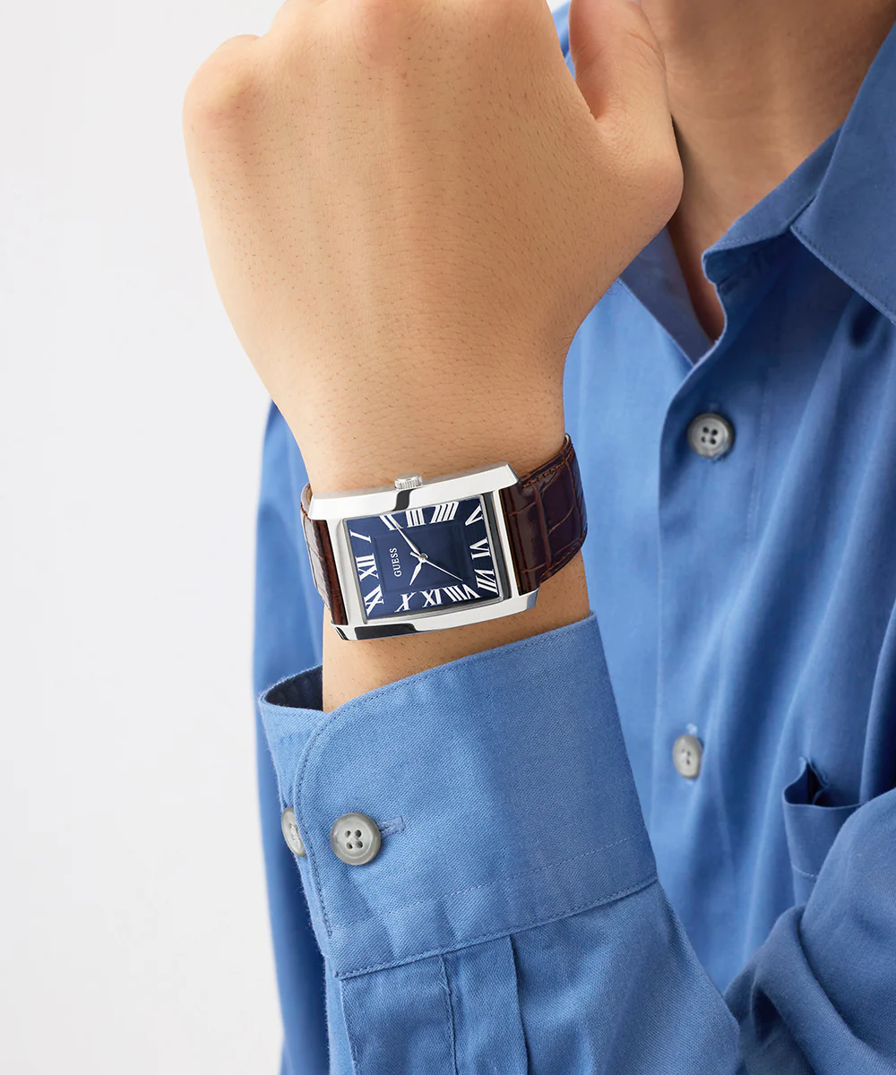 GUESS Mens Brown Silver Tone Analog Watch - Image 7