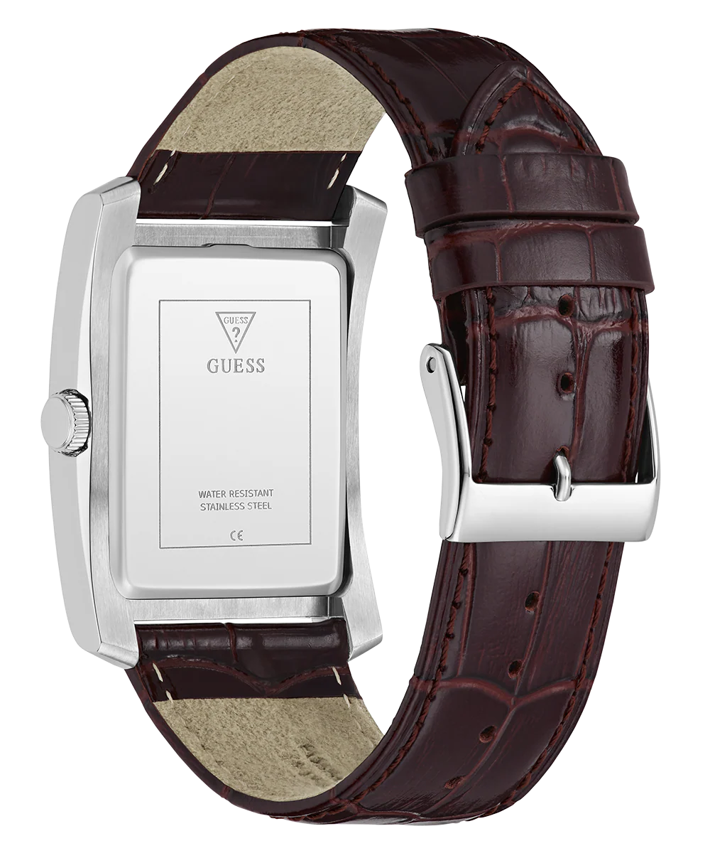 GUESS Mens Brown Silver Tone Analog Watch - Image 8