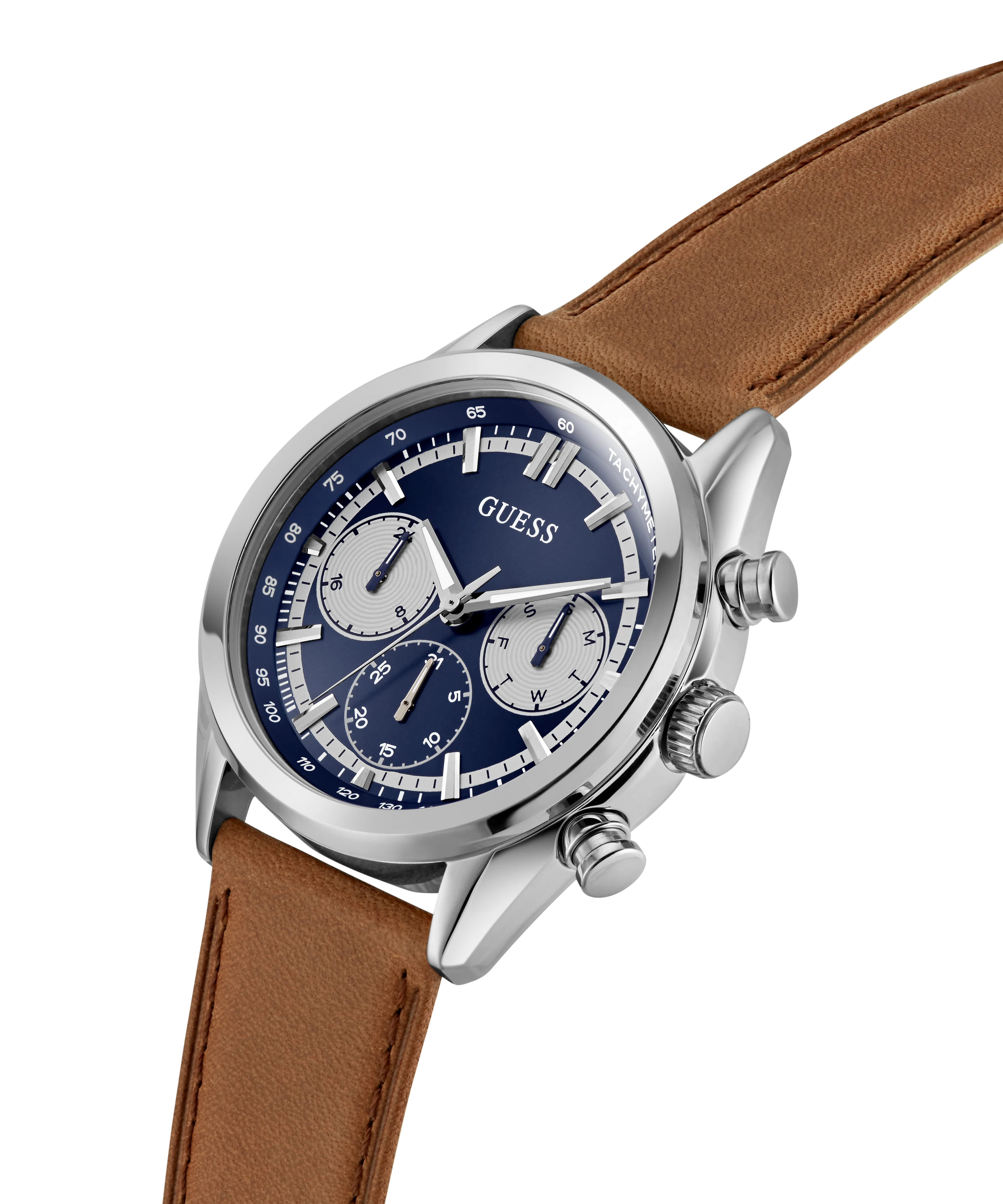 GUESS Mens Brown Silver Tone Multi-function Watch - Image 3