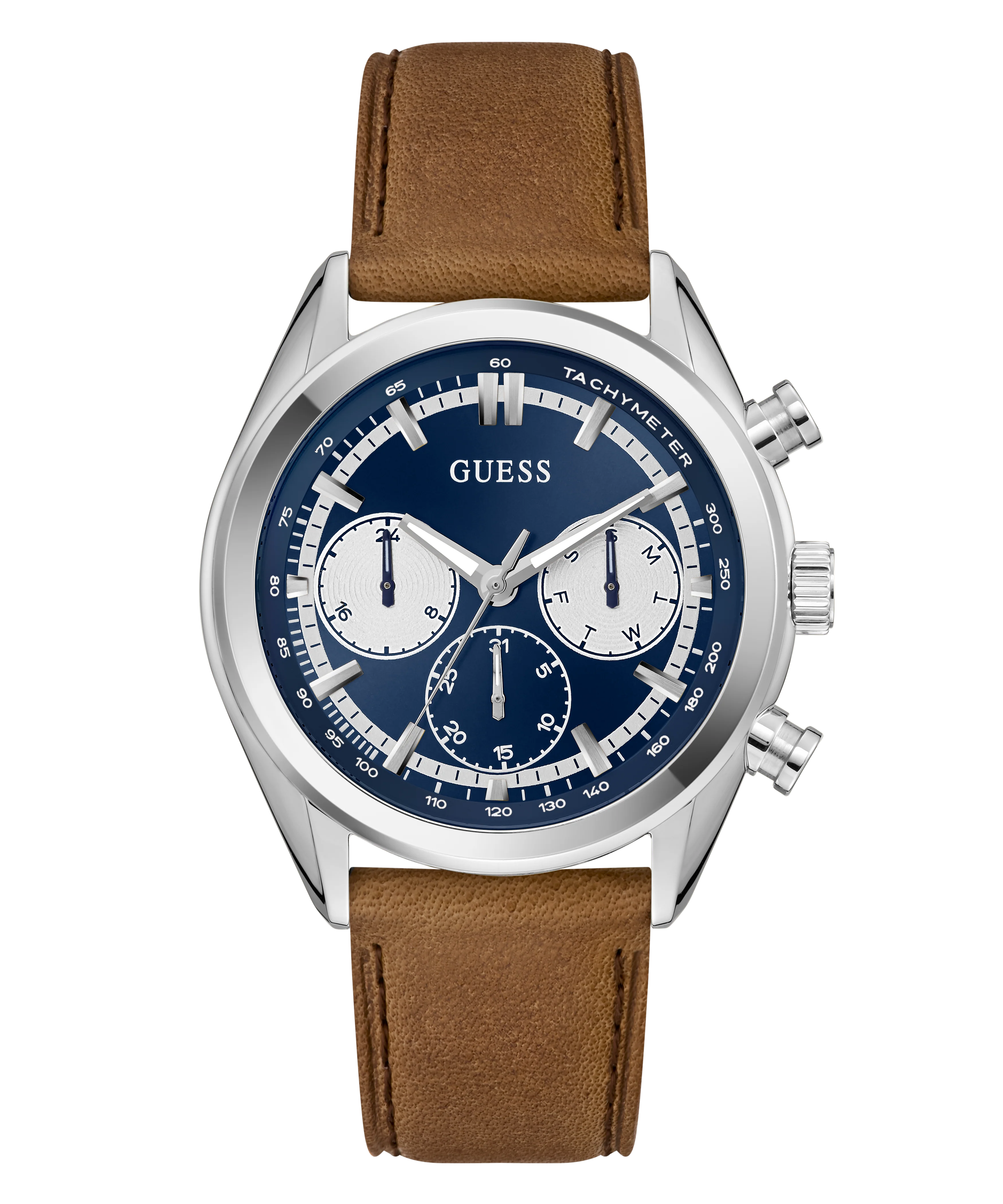 GUESS Mens Brown Silver Tone Multi-function Watch - Image 5