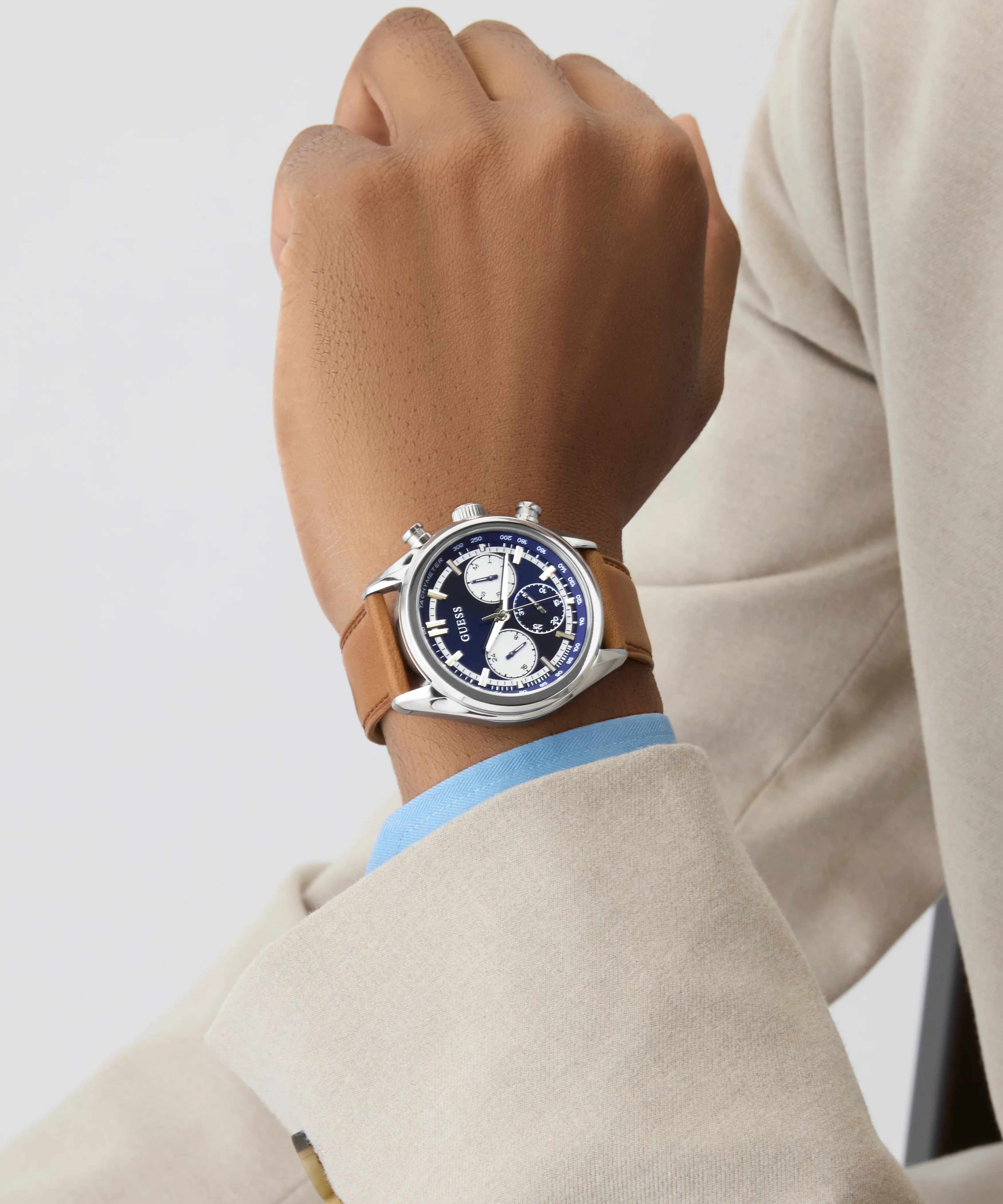 GUESS Mens Brown Silver Tone Multi-function Watch - Image 6
