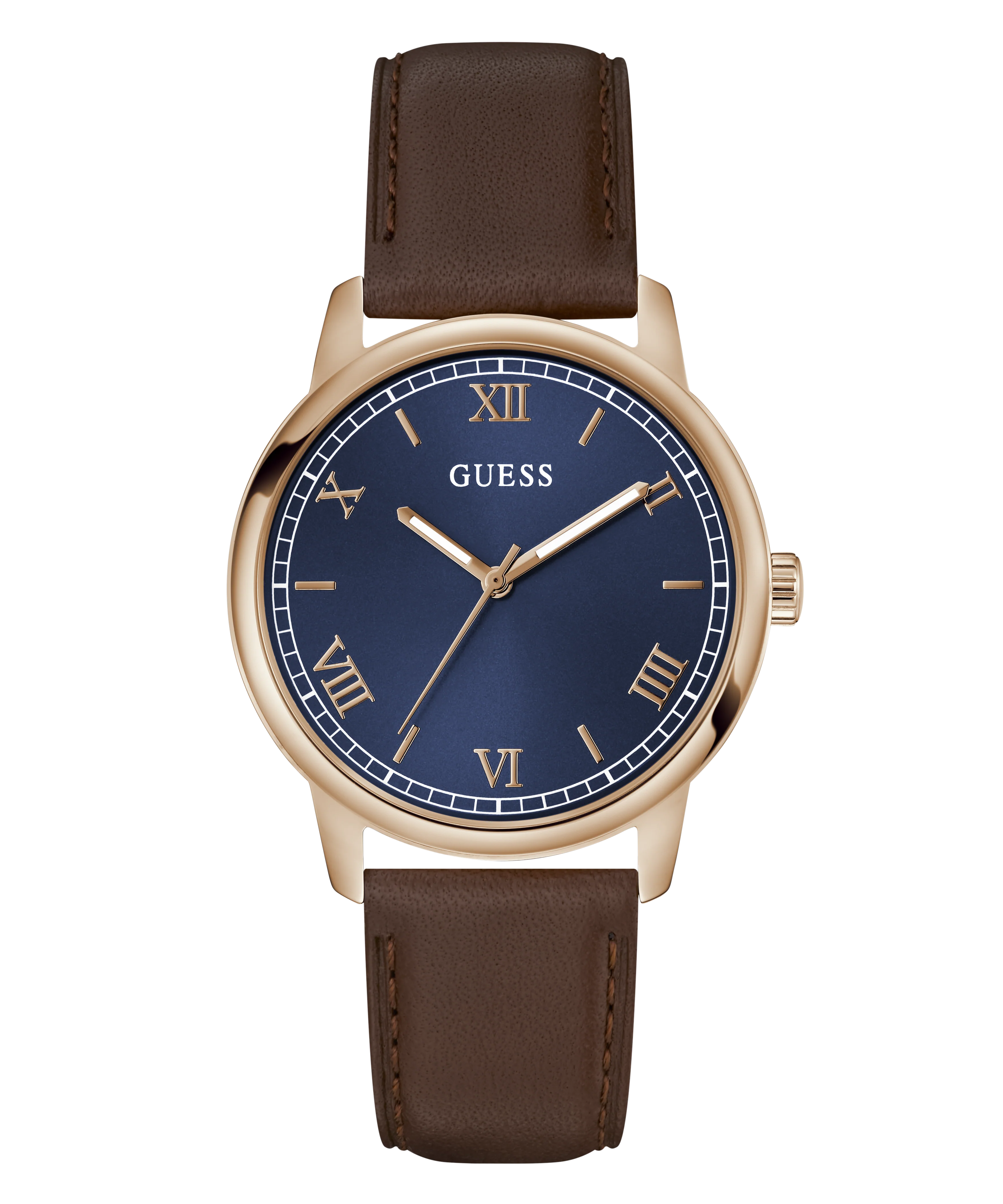 GUESS Mens Dark Brown Rose Gold Tone Analog Watch - Image 4
