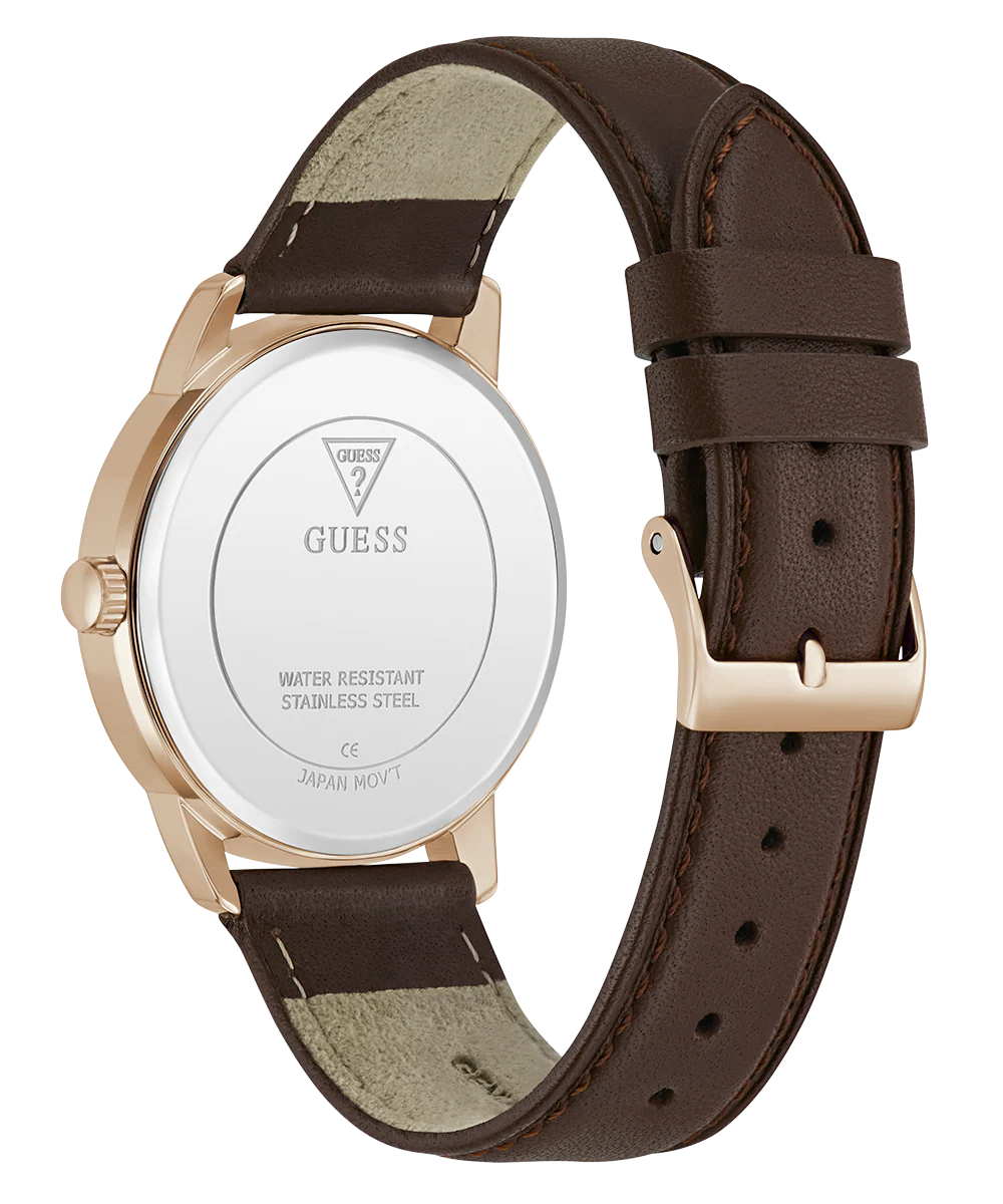 GUESS Mens Dark Brown Rose Gold Tone Analog Watch - Image 7