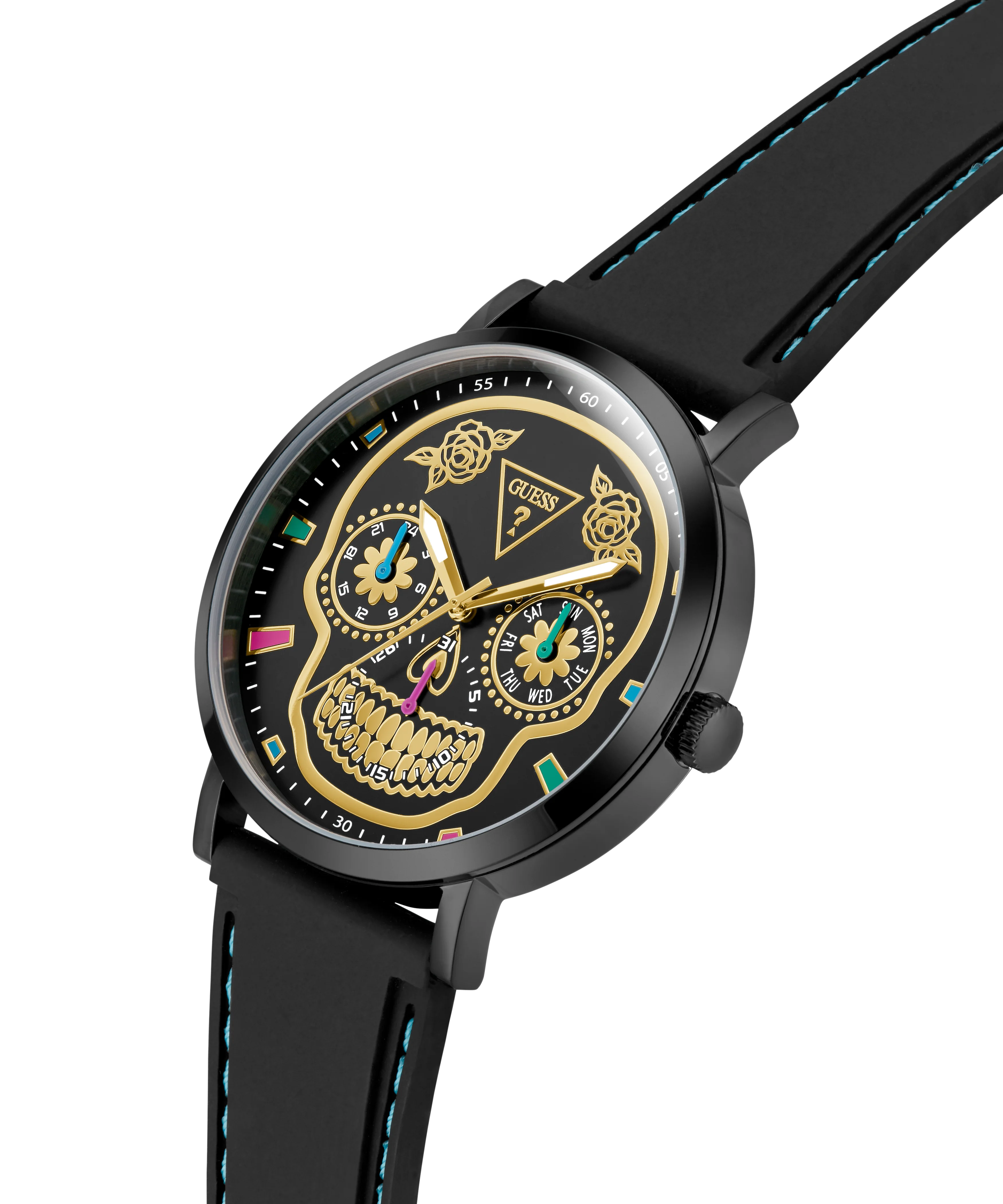 GUESS Mens Day Of The Dead Black Multi-function Watch - Image 2