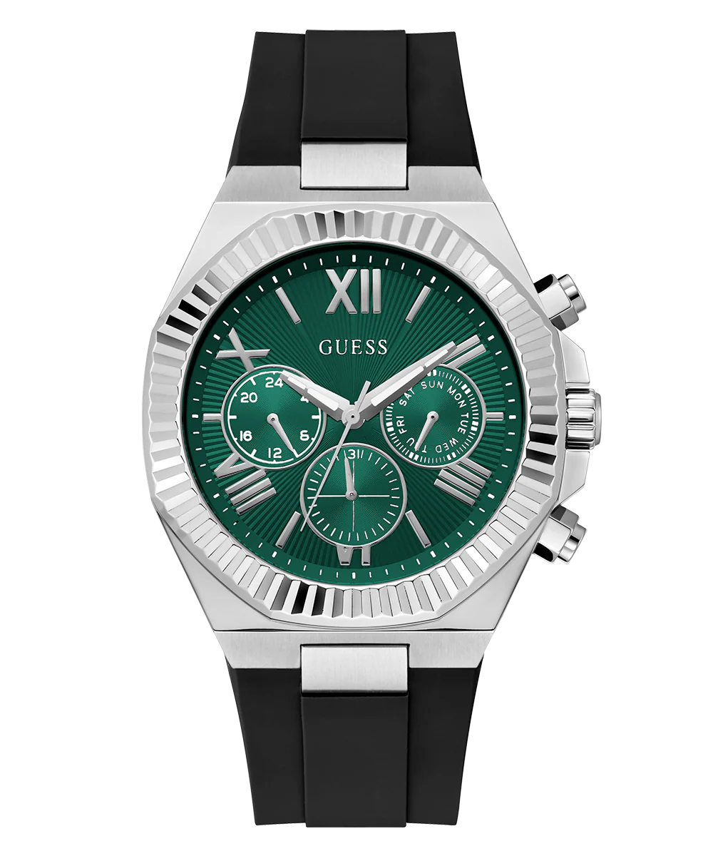 GUESS Mens Equity Black Silver Tone Analog Watch - Image 4