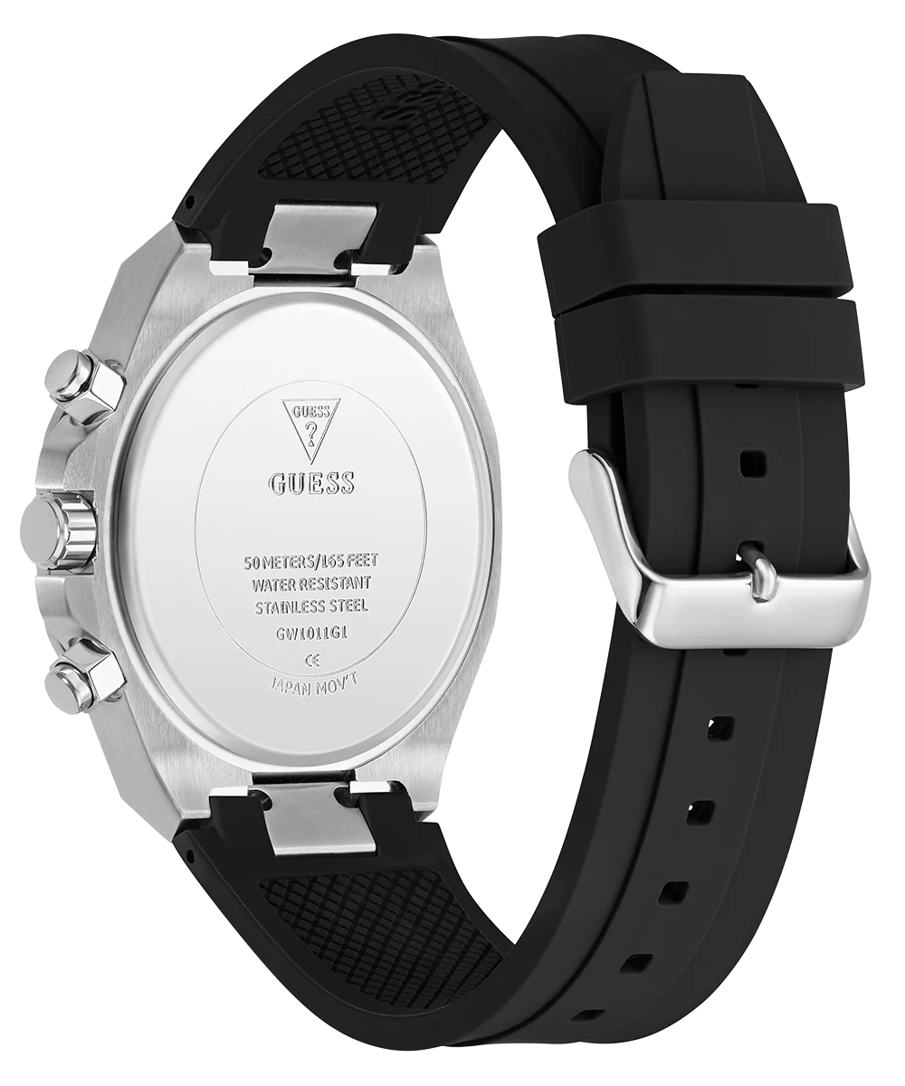 GUESS Mens Equity Black Silver Tone Analog Watch - Image 7
