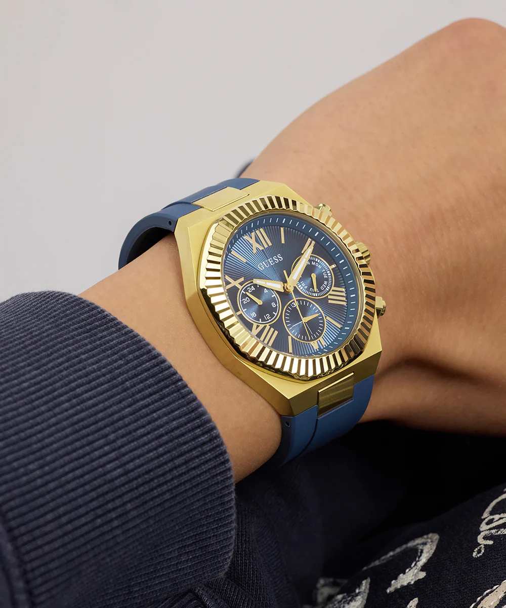GUESS Mens Equity Blue Gold Tone Analog Watch - Image 4