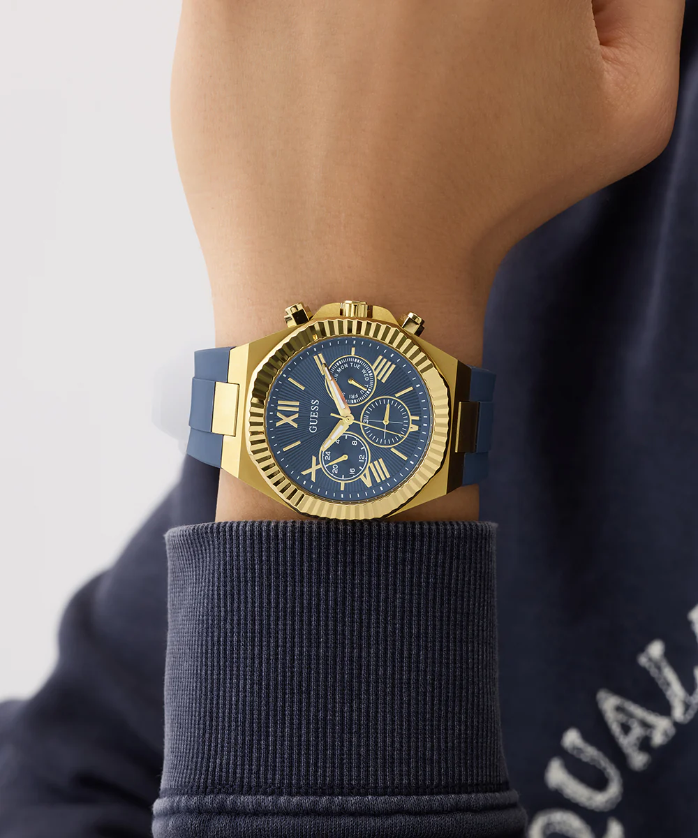 GUESS Mens Equity Blue Gold Tone Analog Watch - Image 6