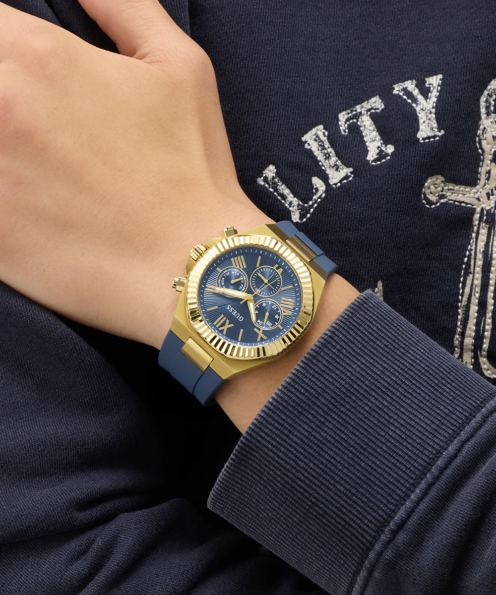 GUESS Mens Equity Blue Gold Tone Analog Watch - Image 7