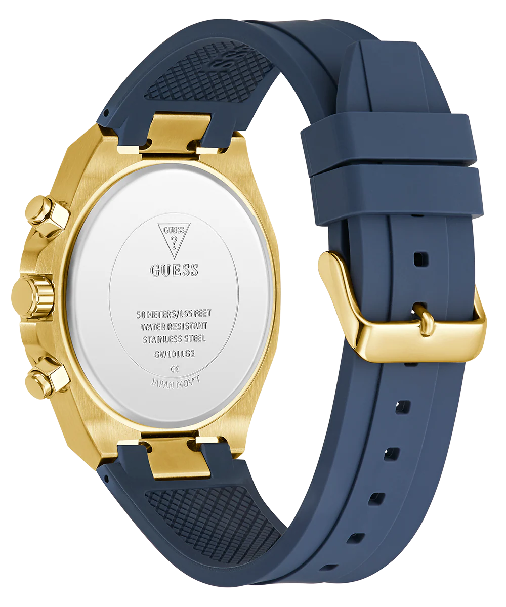GUESS Mens Equity Blue Gold Tone Analog Watch - Image 8