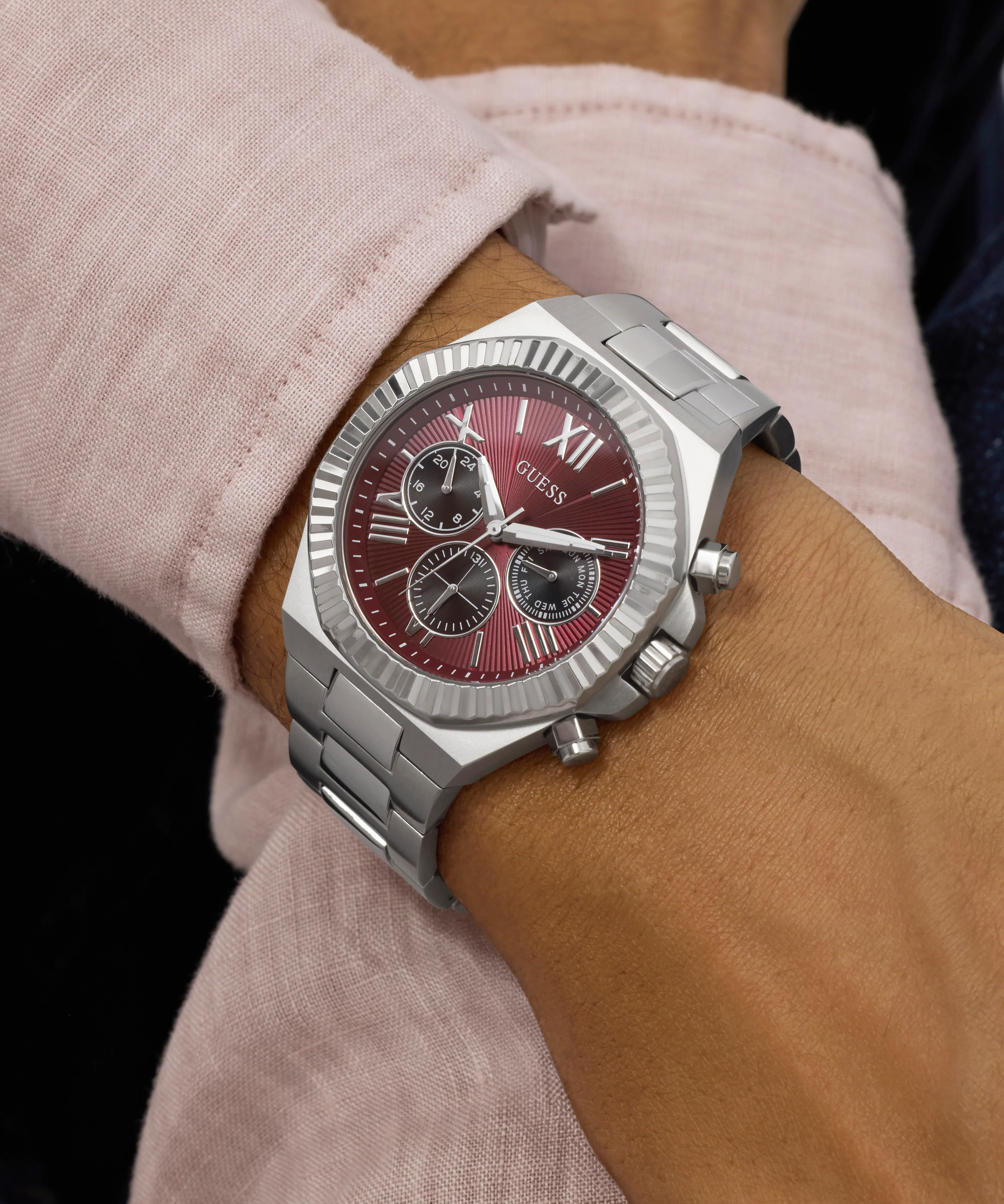 GUESS Mens Equity Silver Tone Analog Watch - Image 4
